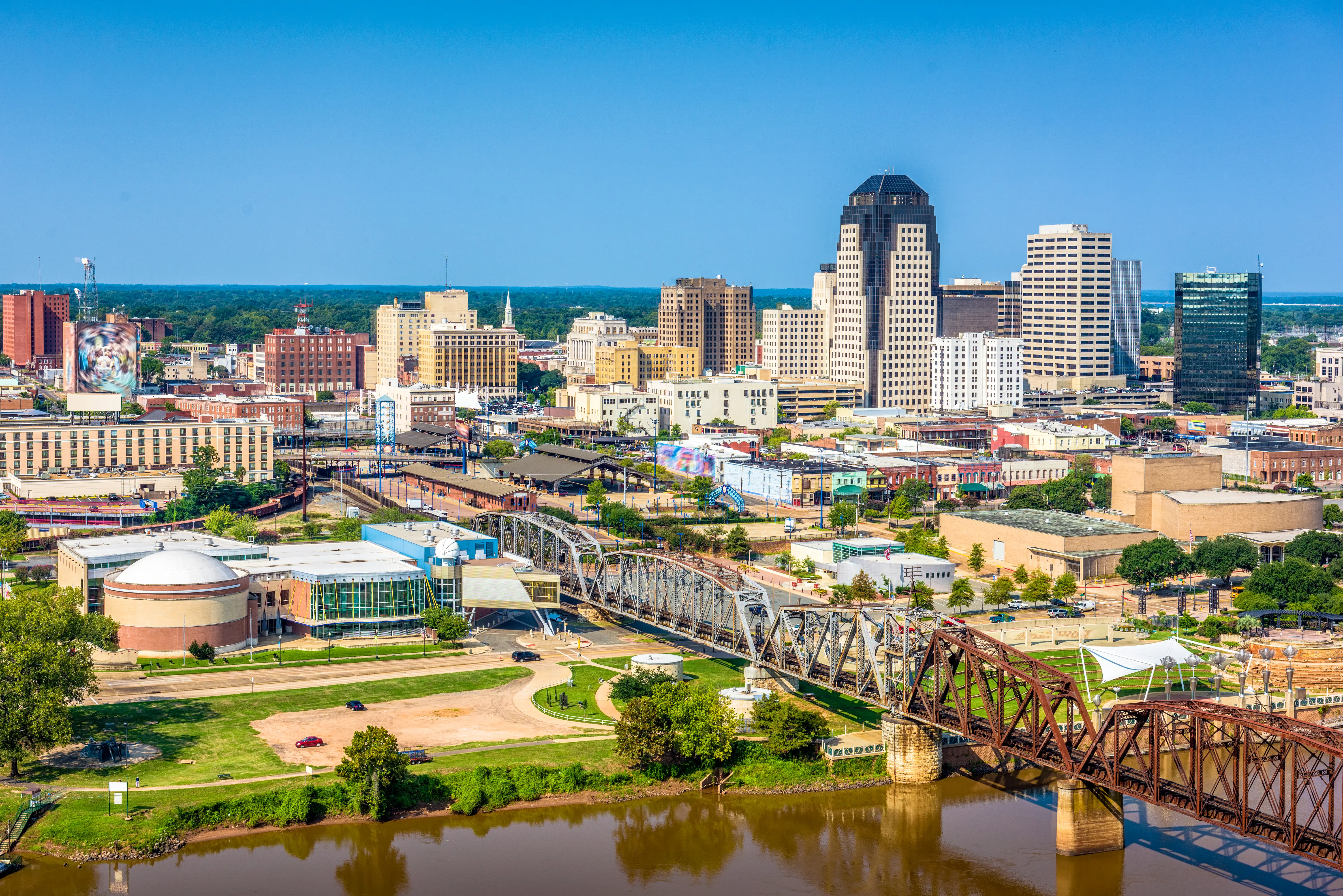 An aerial view of Shreveport, Louisiana.