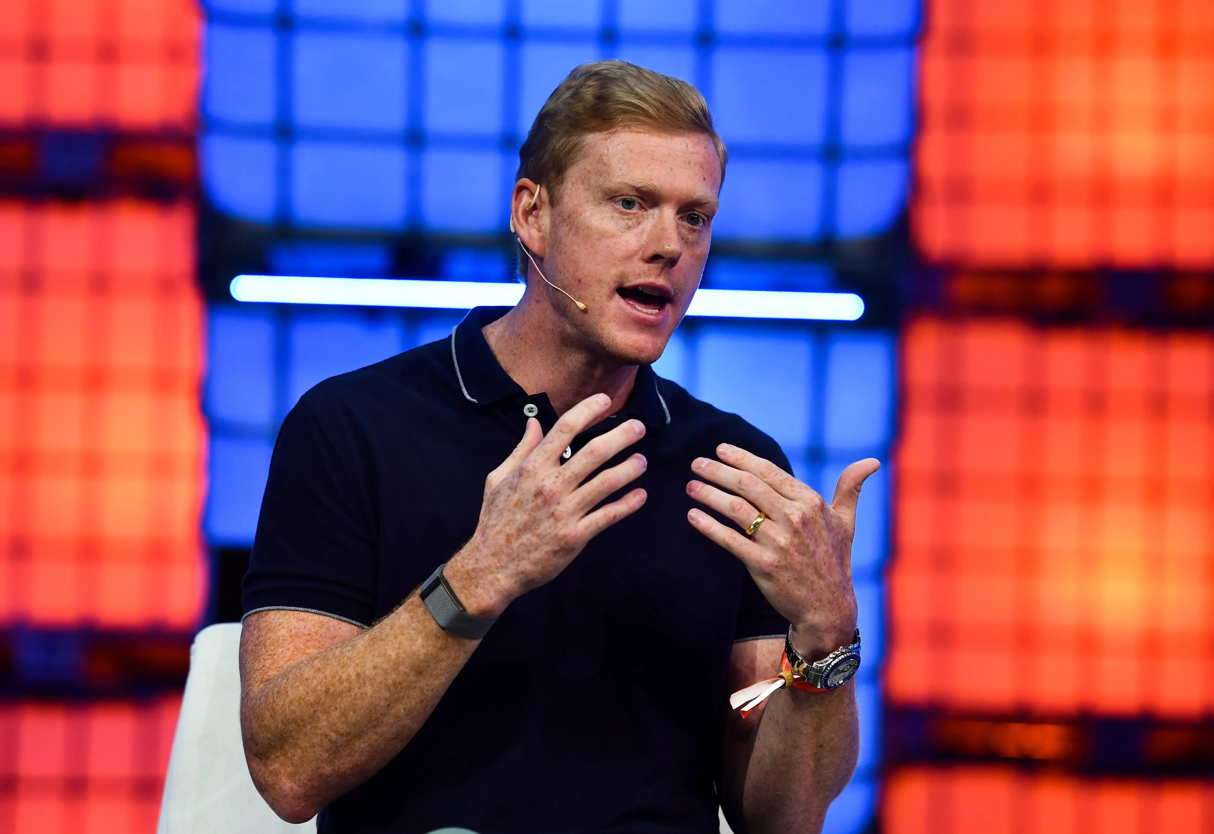 Andrew Macdonald, Uber COO, on Centre Stage during day one of Collision 2022 at Enercare Centre in Toronto, Canada.