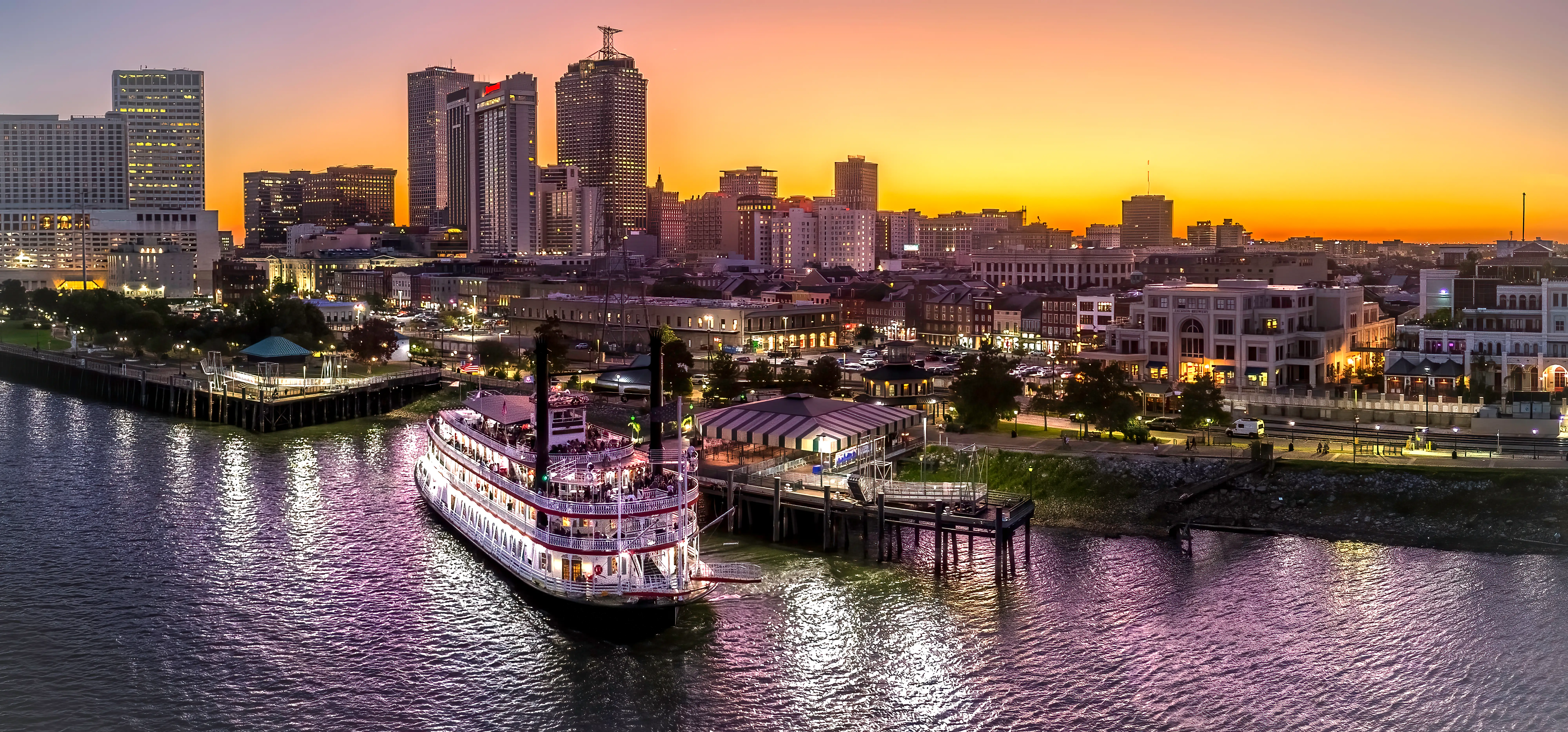 New Orleans at sunset.
