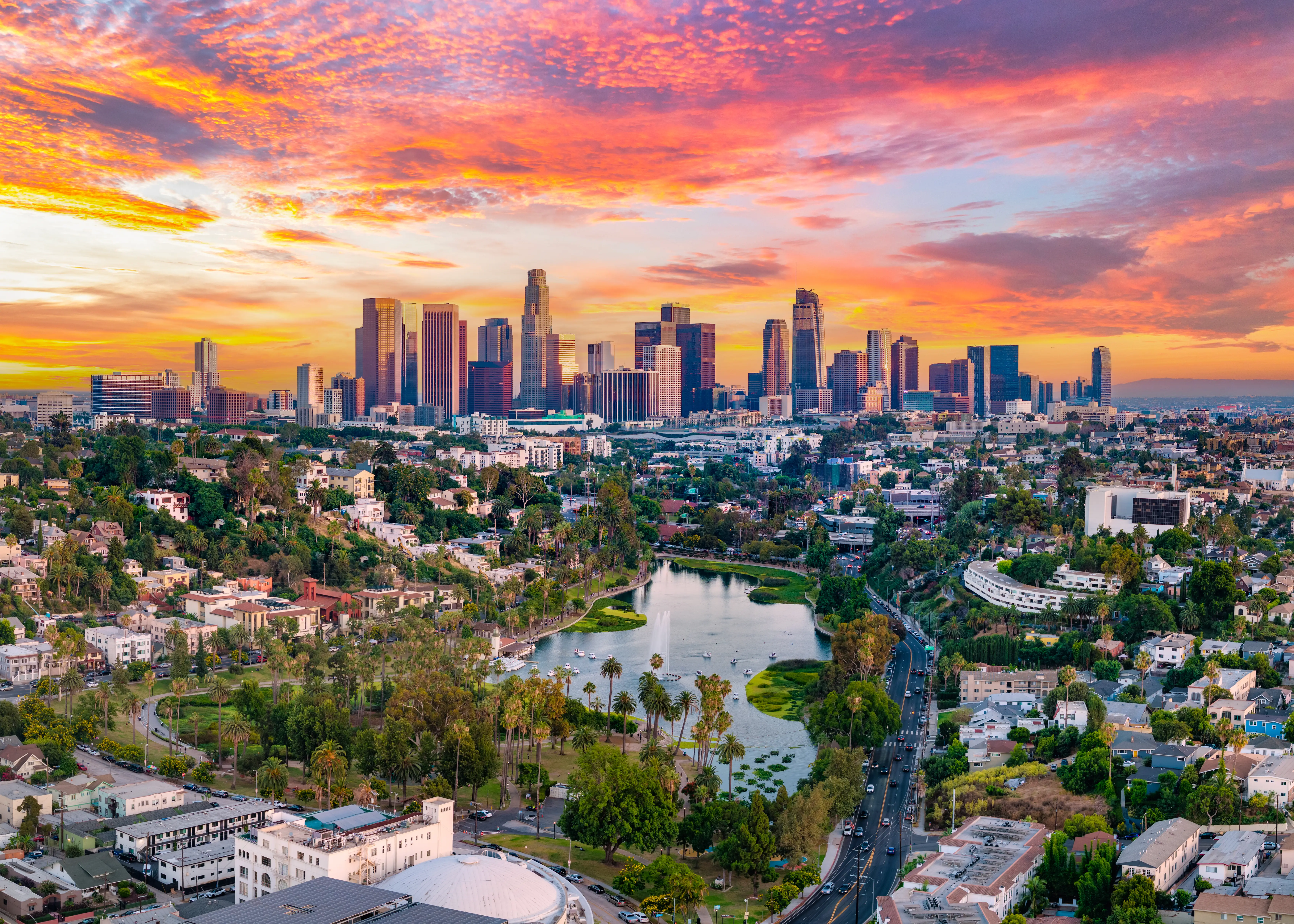 Los Angeles downtown skyline.