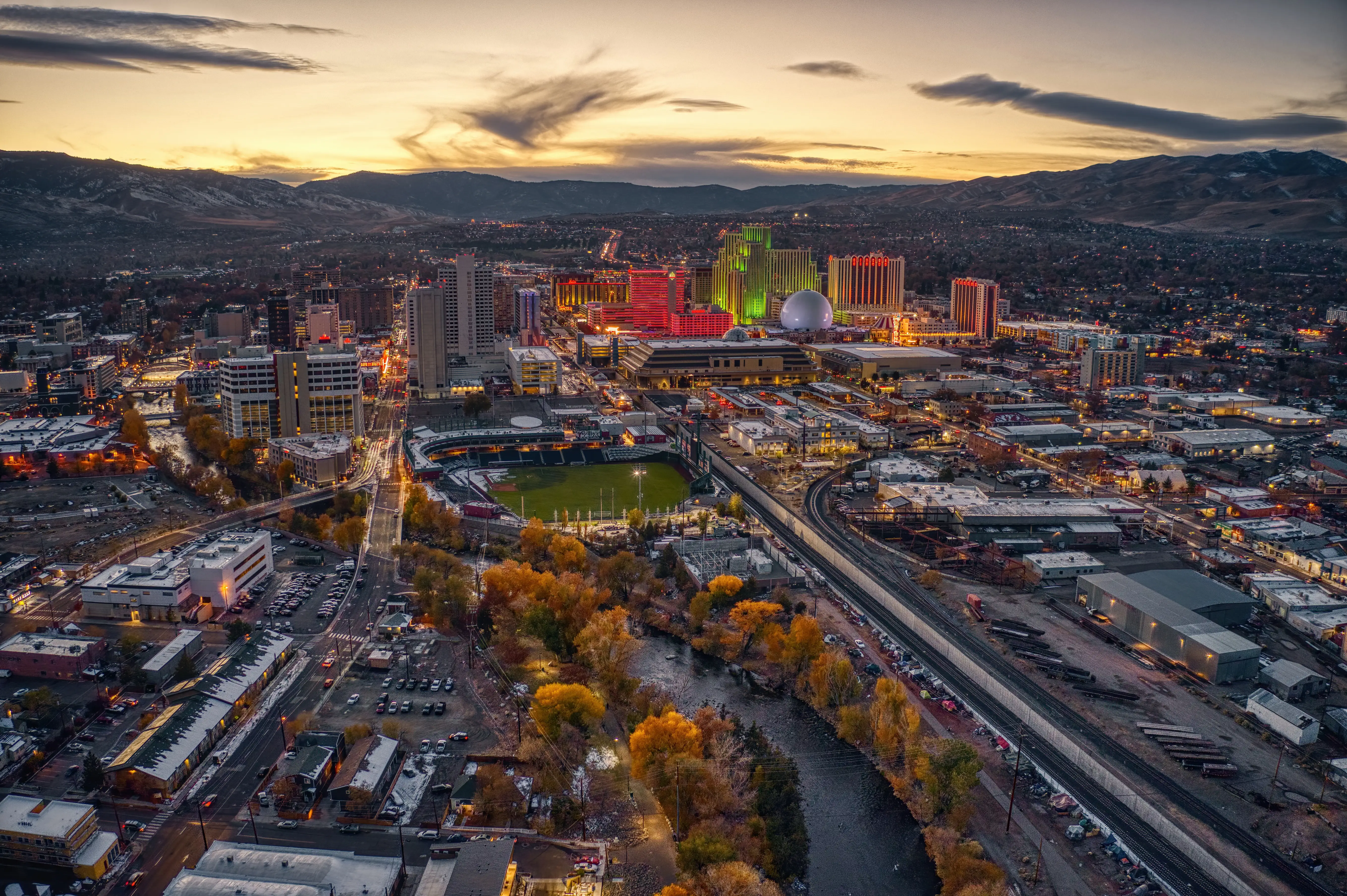 Aerial view of Reno, Nevada.