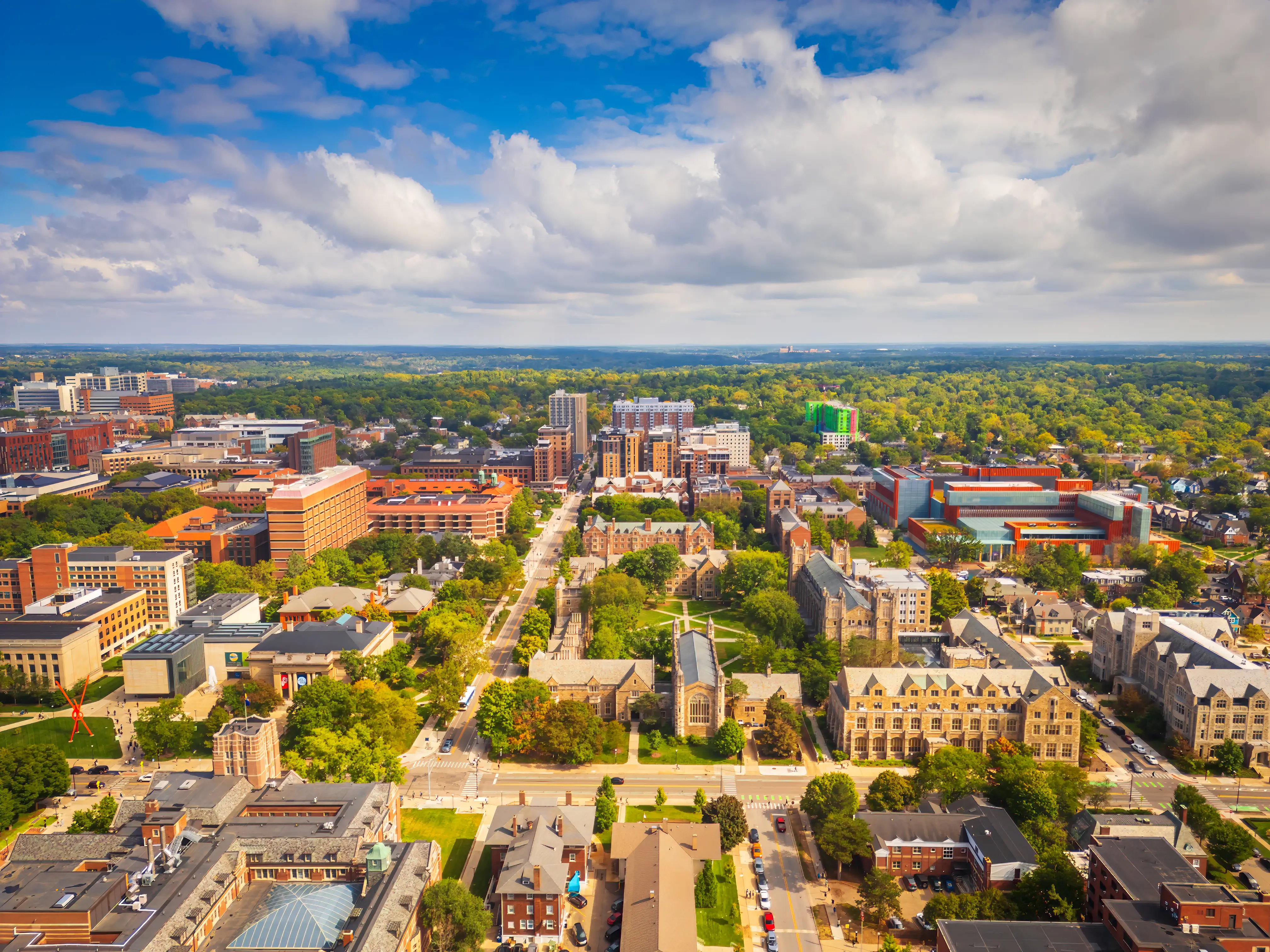 Ann Arbor, Michigan, USA College Town Skyline stock photo
