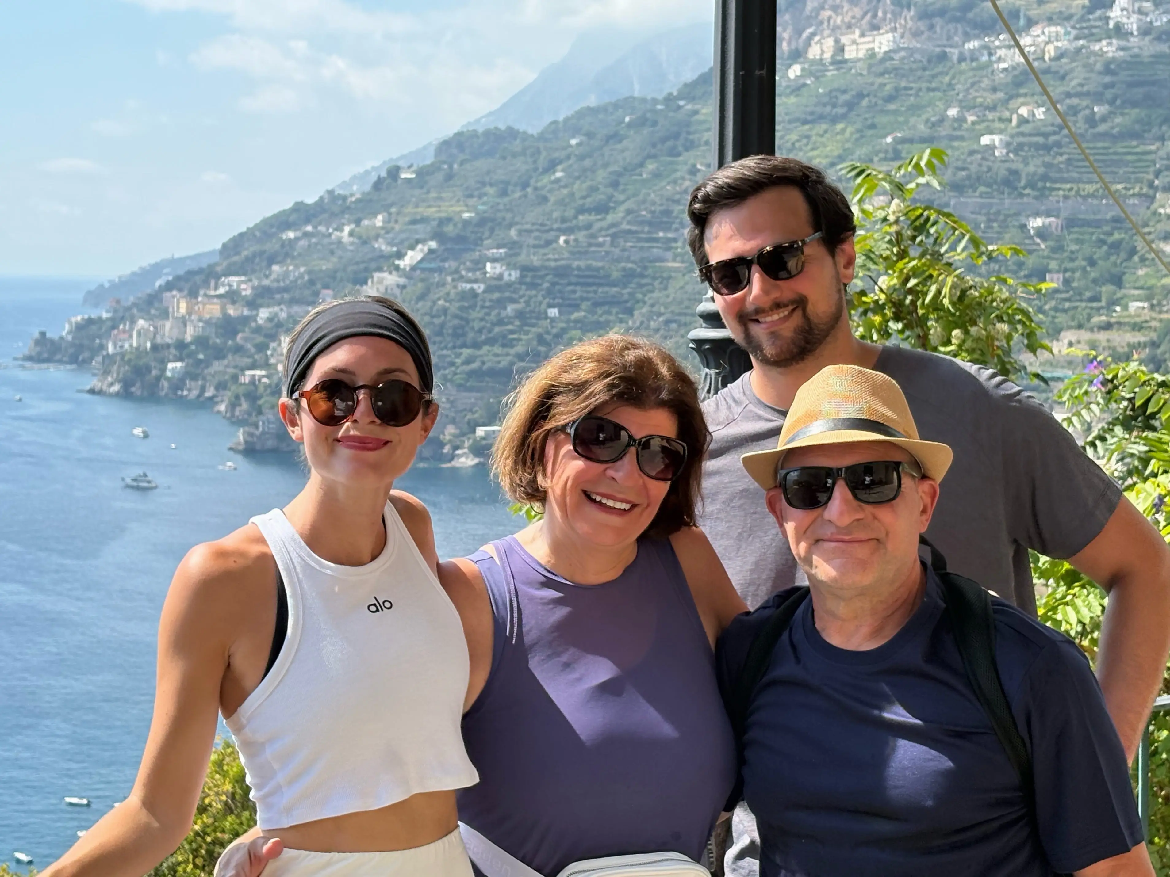 Alexa and her family pose for a photo on the Amalfi Coast.