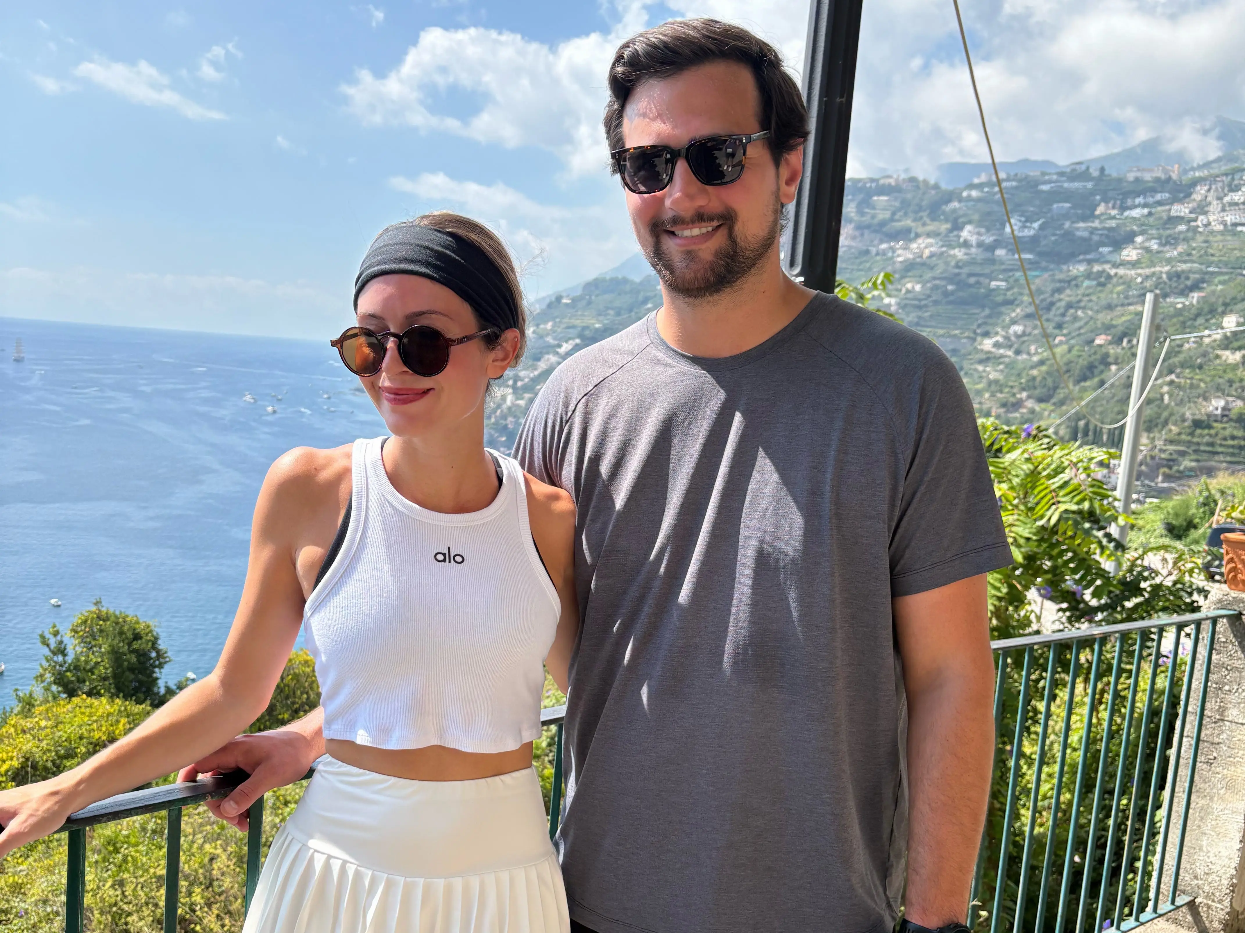 Alexa and her husband pose for a photo on the Path of the Lemons.