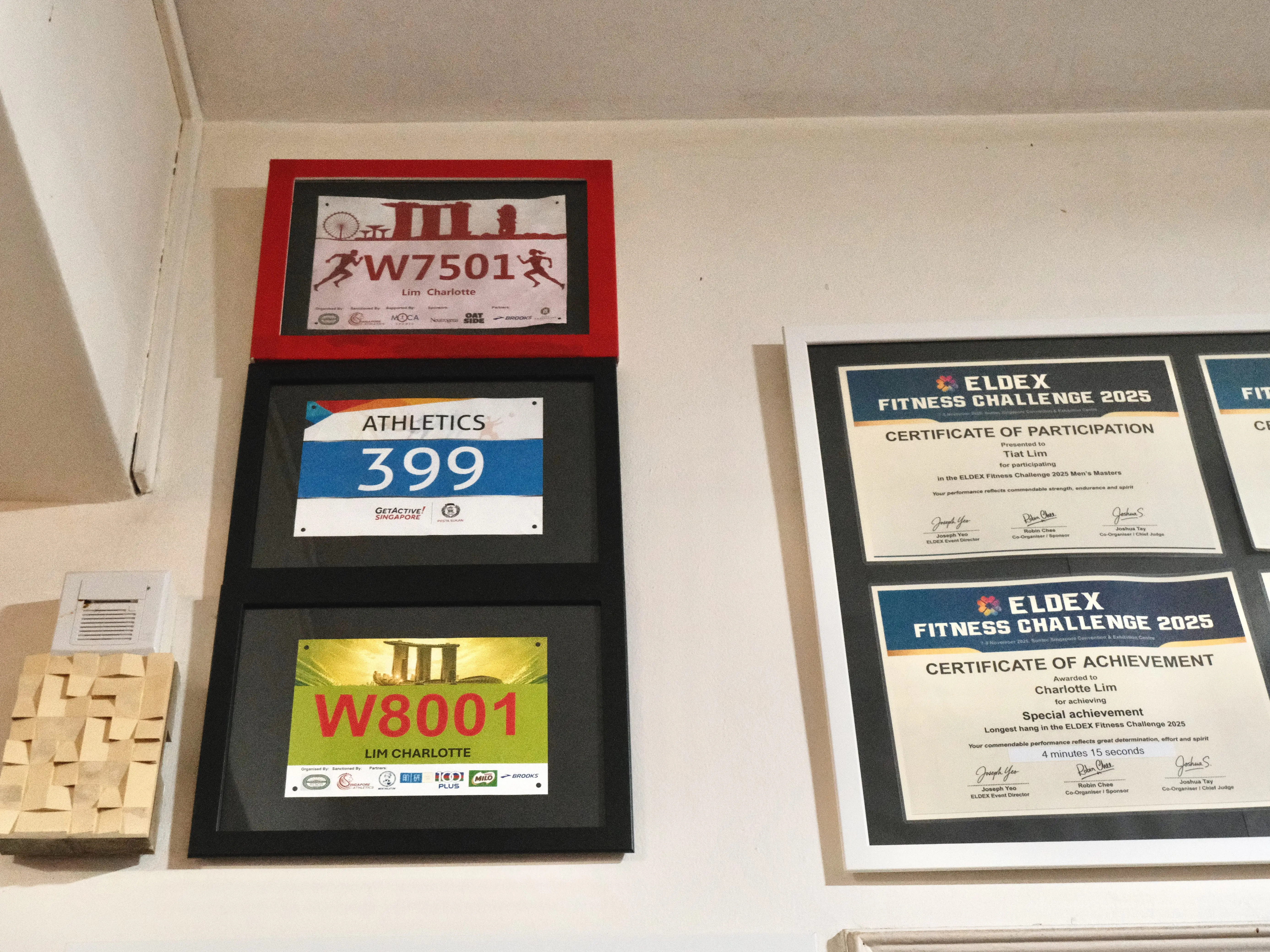 Race bibs.
