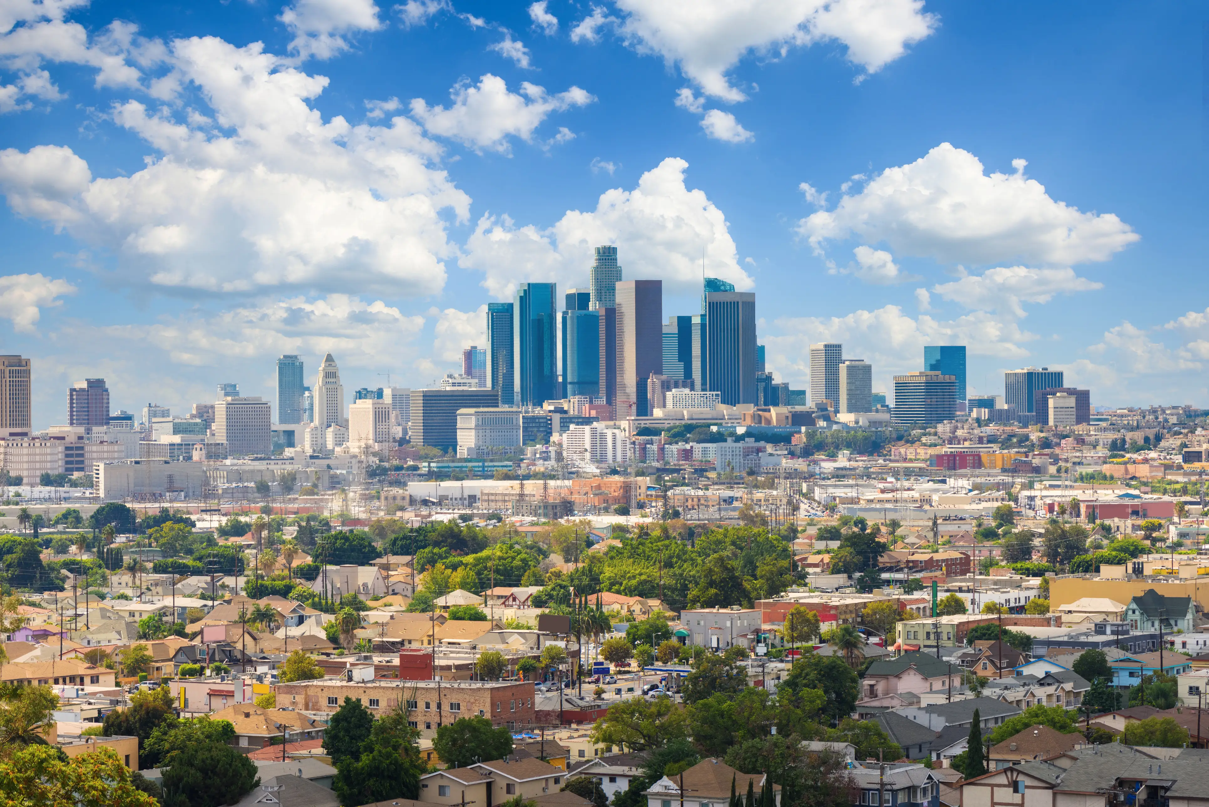 Skyline in Los Angeles, California.
