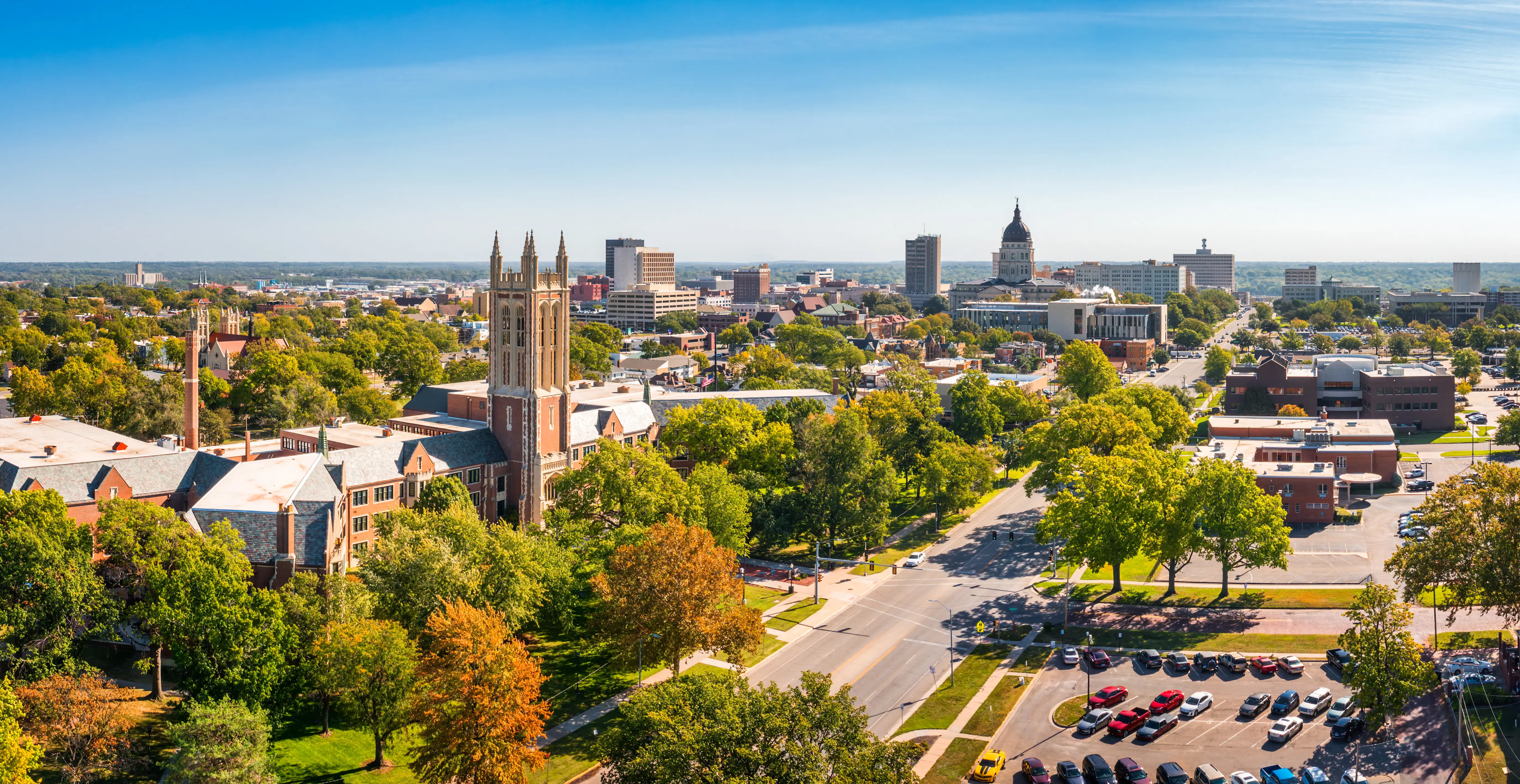 Aerial panorama of Topeka, Kansas.