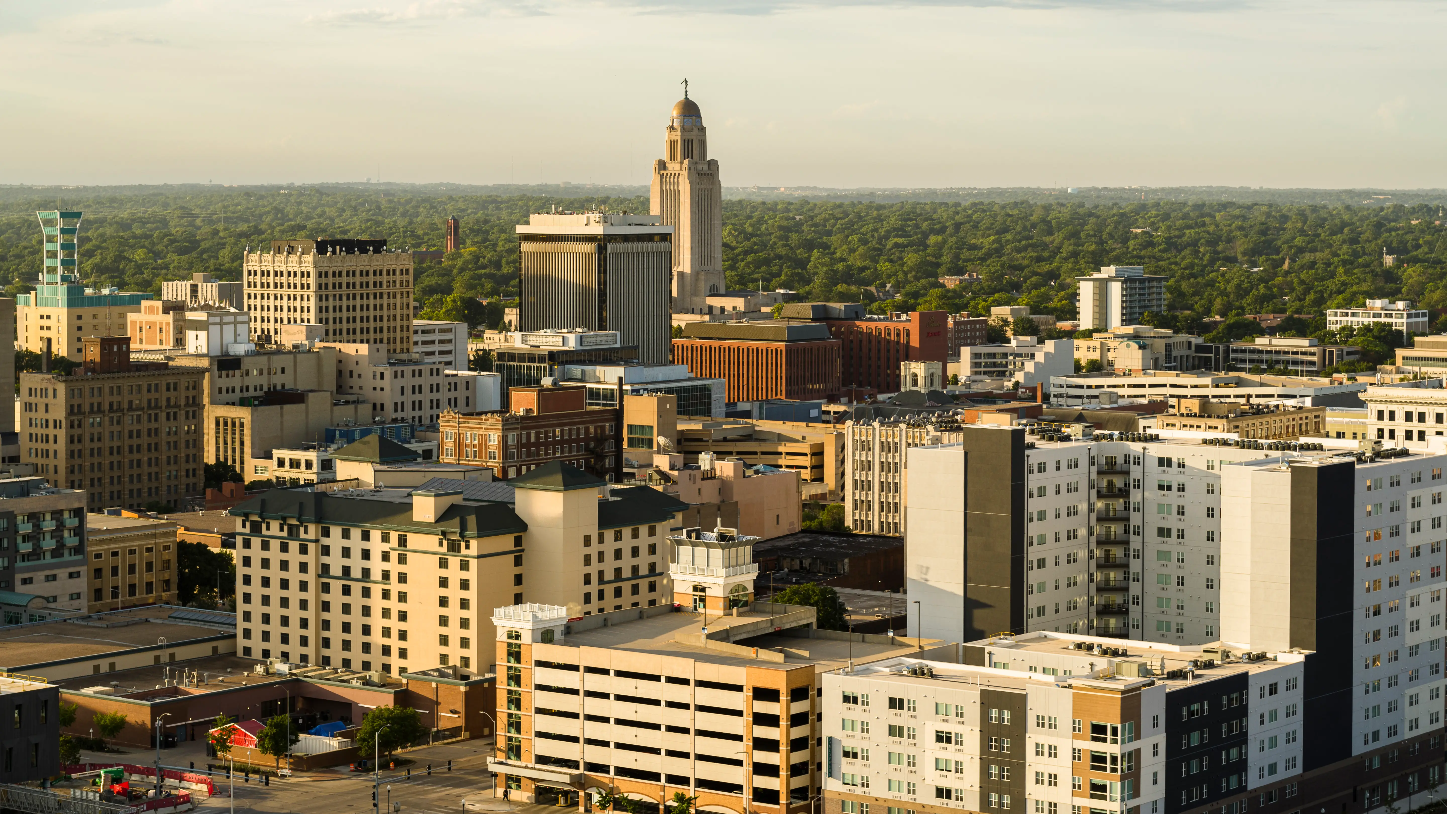 Sunny neighborhood in Downtown Lincoln, Nebraska.