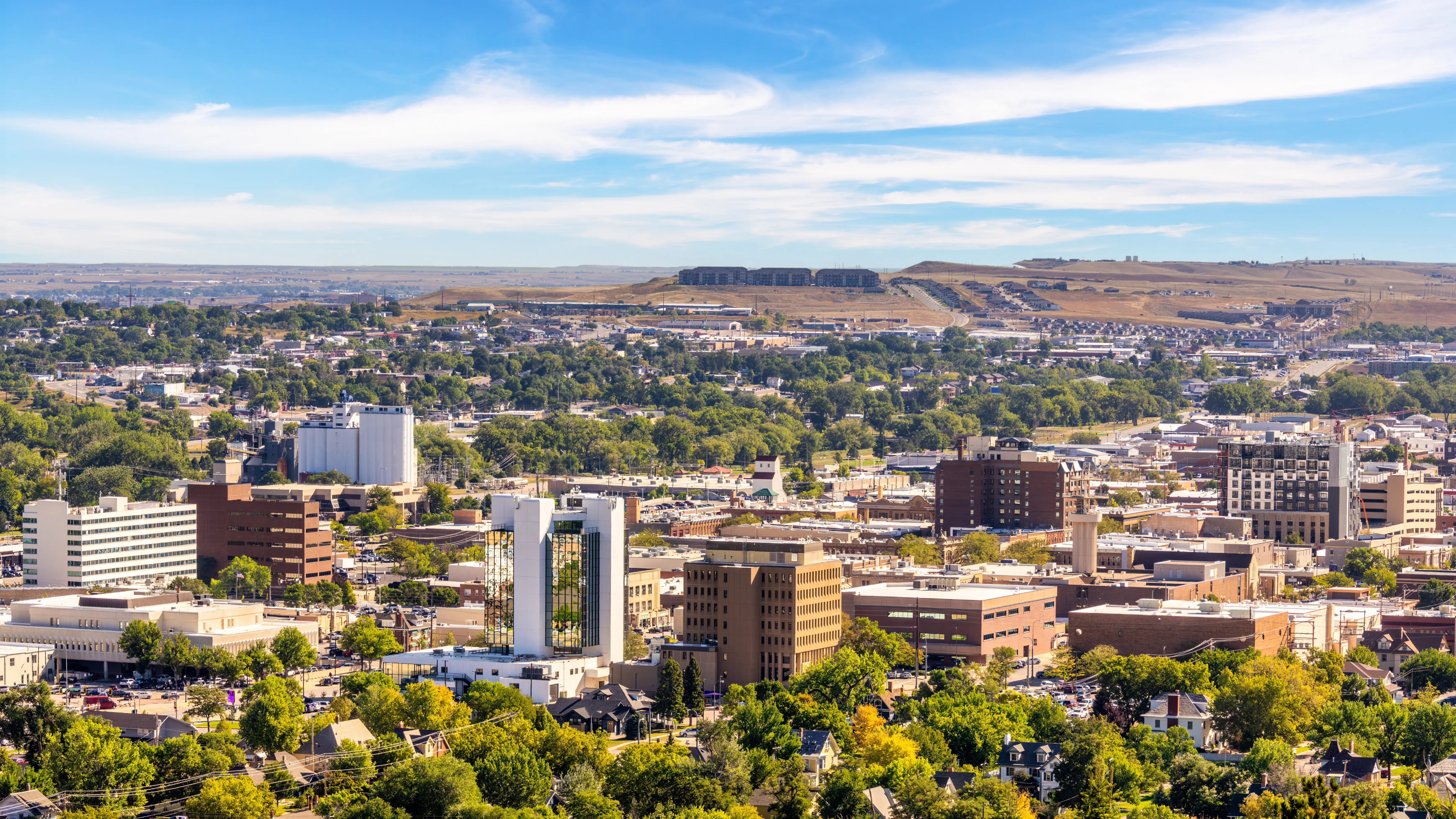 Aerial view of Rapid City, South Dakota.