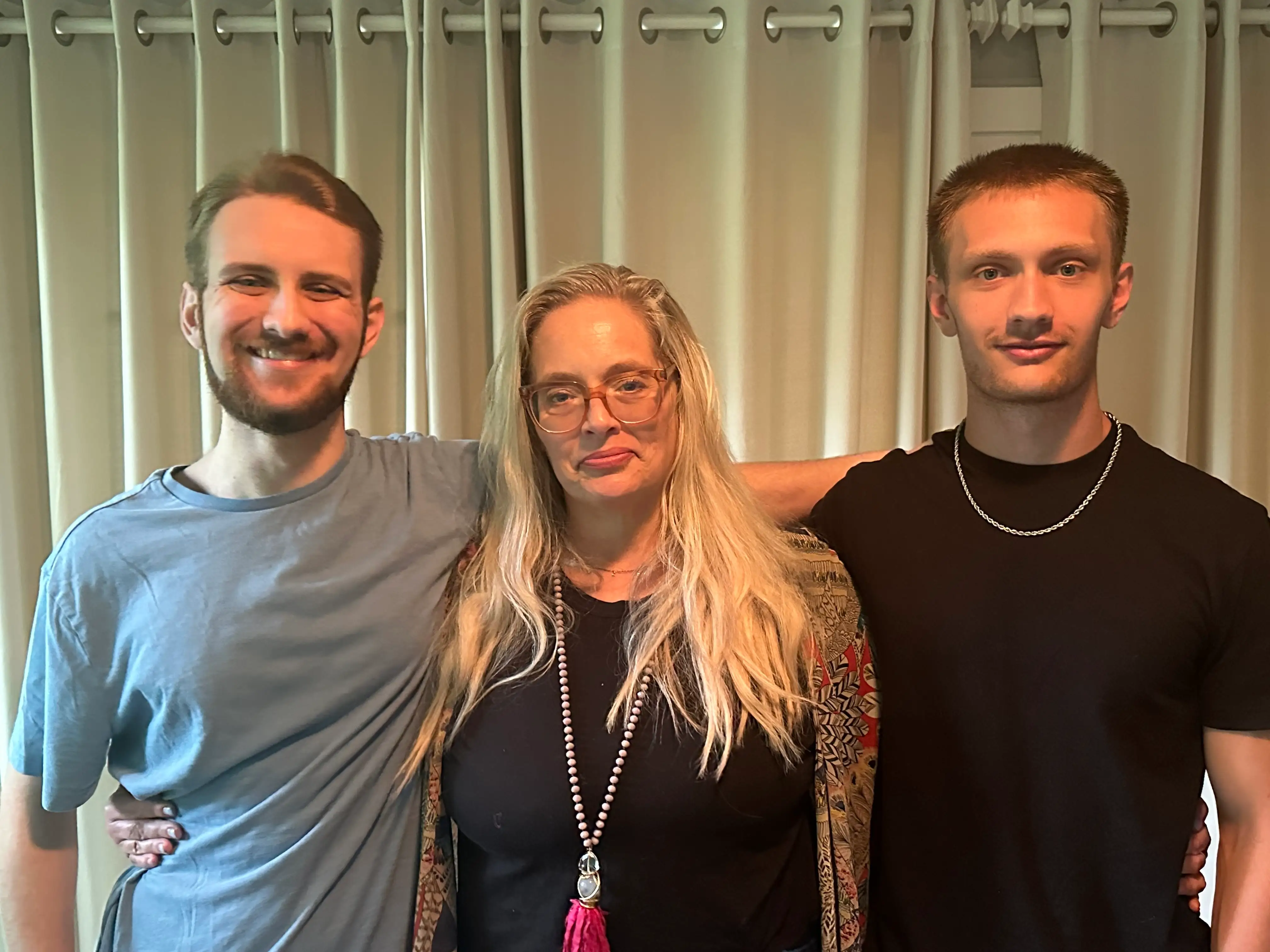 The author (center) with her two sons.