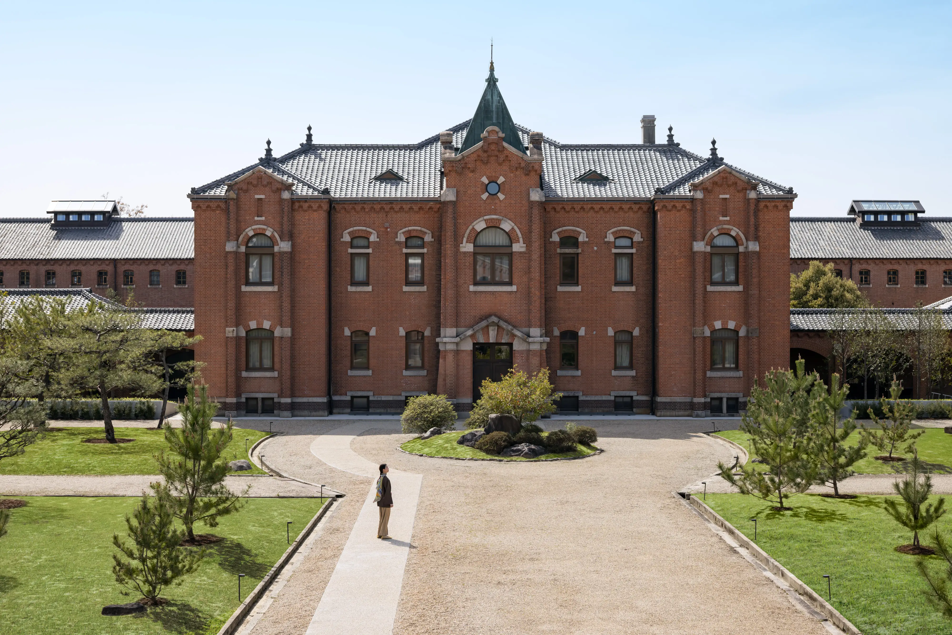 The reception entrance to Hoshinoya Nara Prison Hotel.