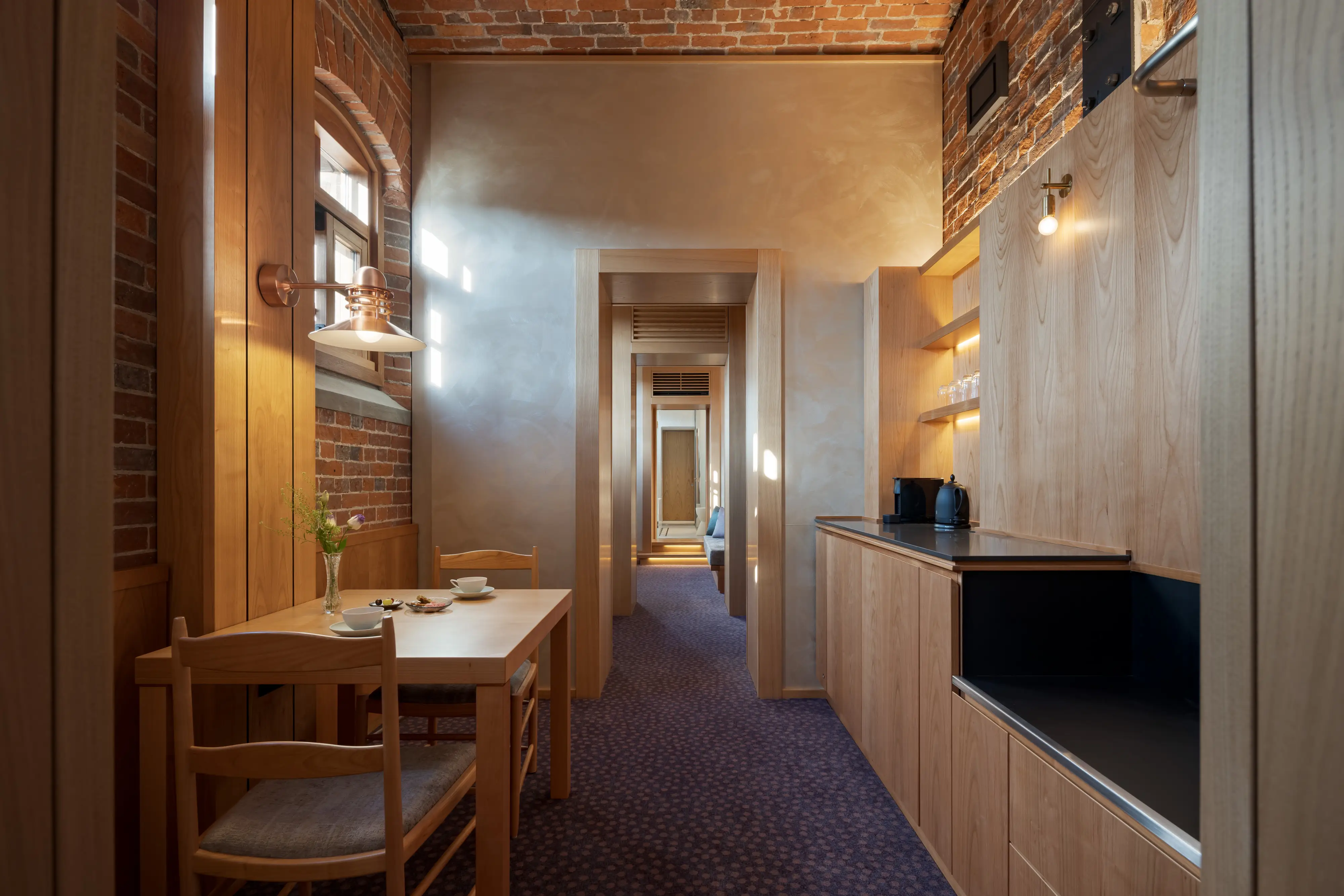 The dining room of one of the guest rooms in the hotel.