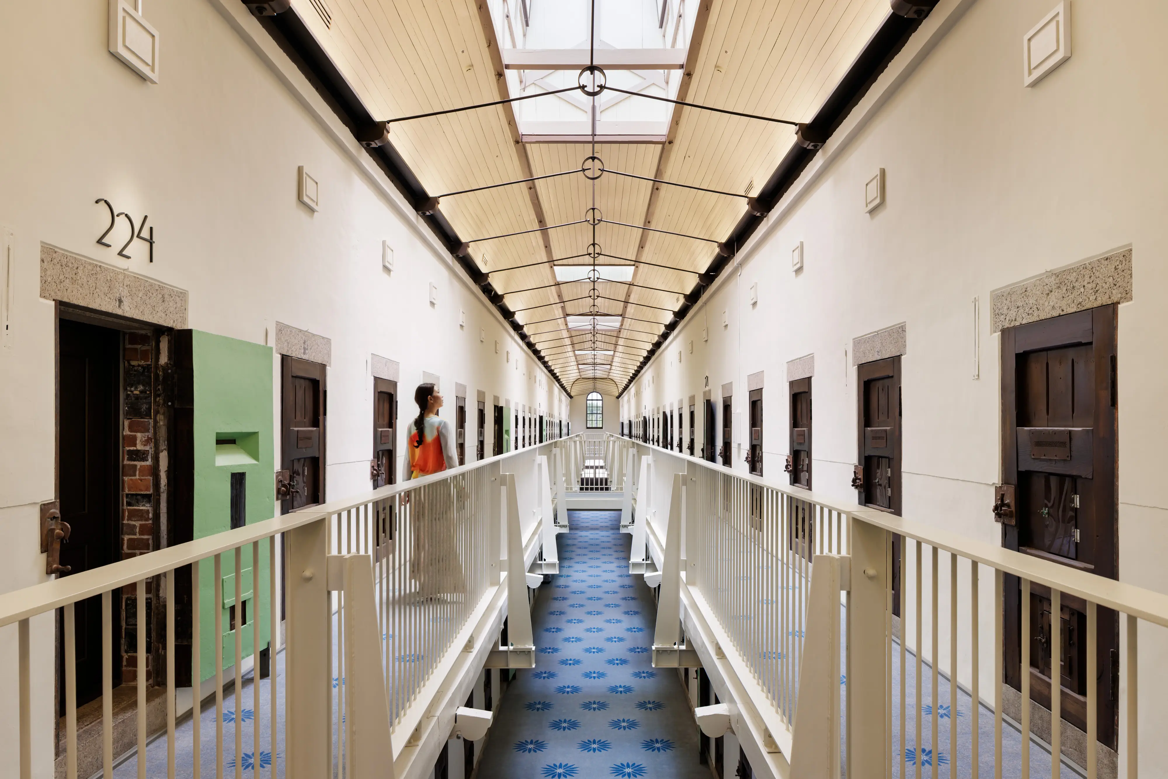 The corridors of the Hoshinoya Prison Hotel still have original features.