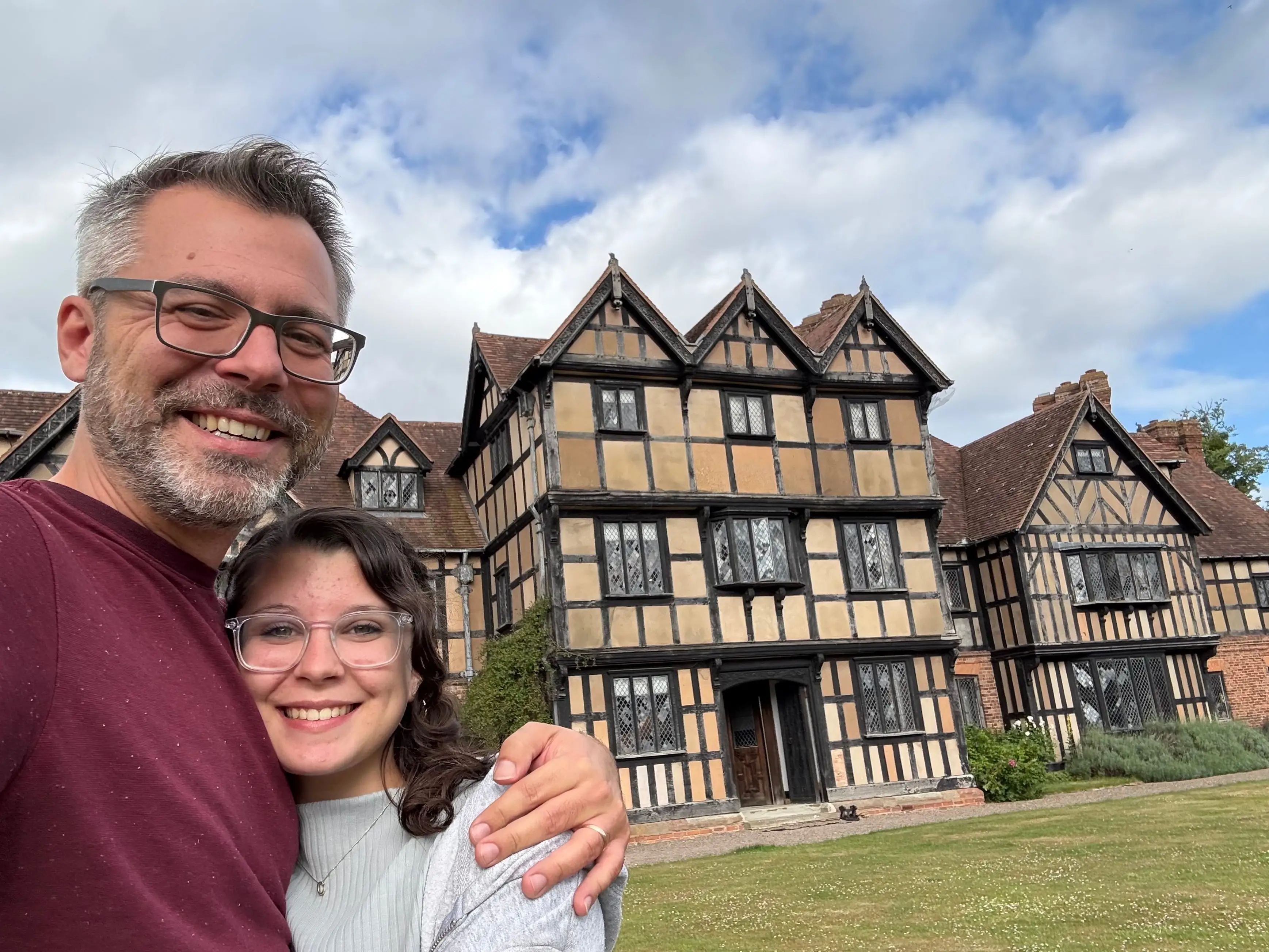The author and her husband were outside the manor house, which they booked for a family vacation.