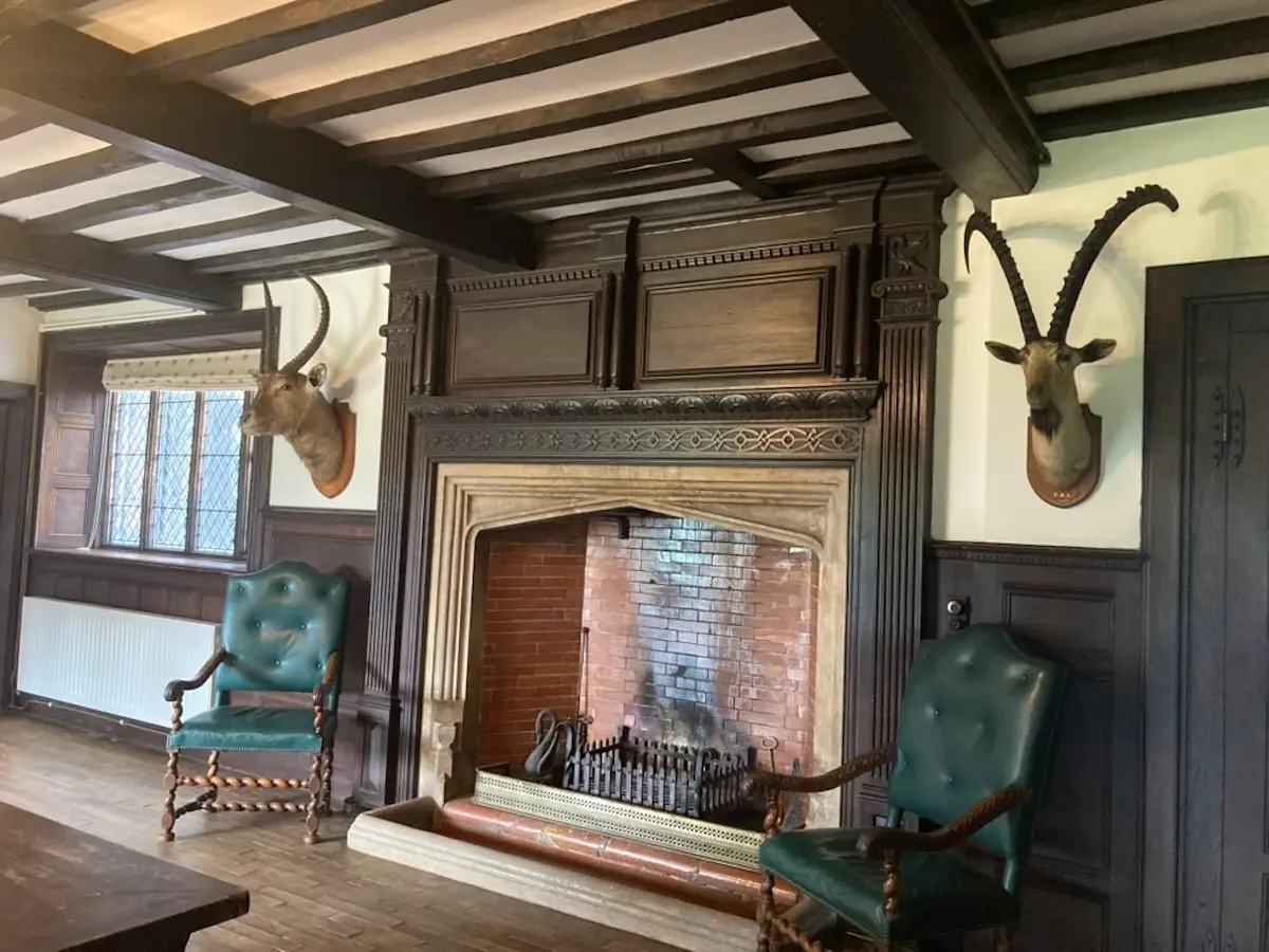 The inside of an English manor house.