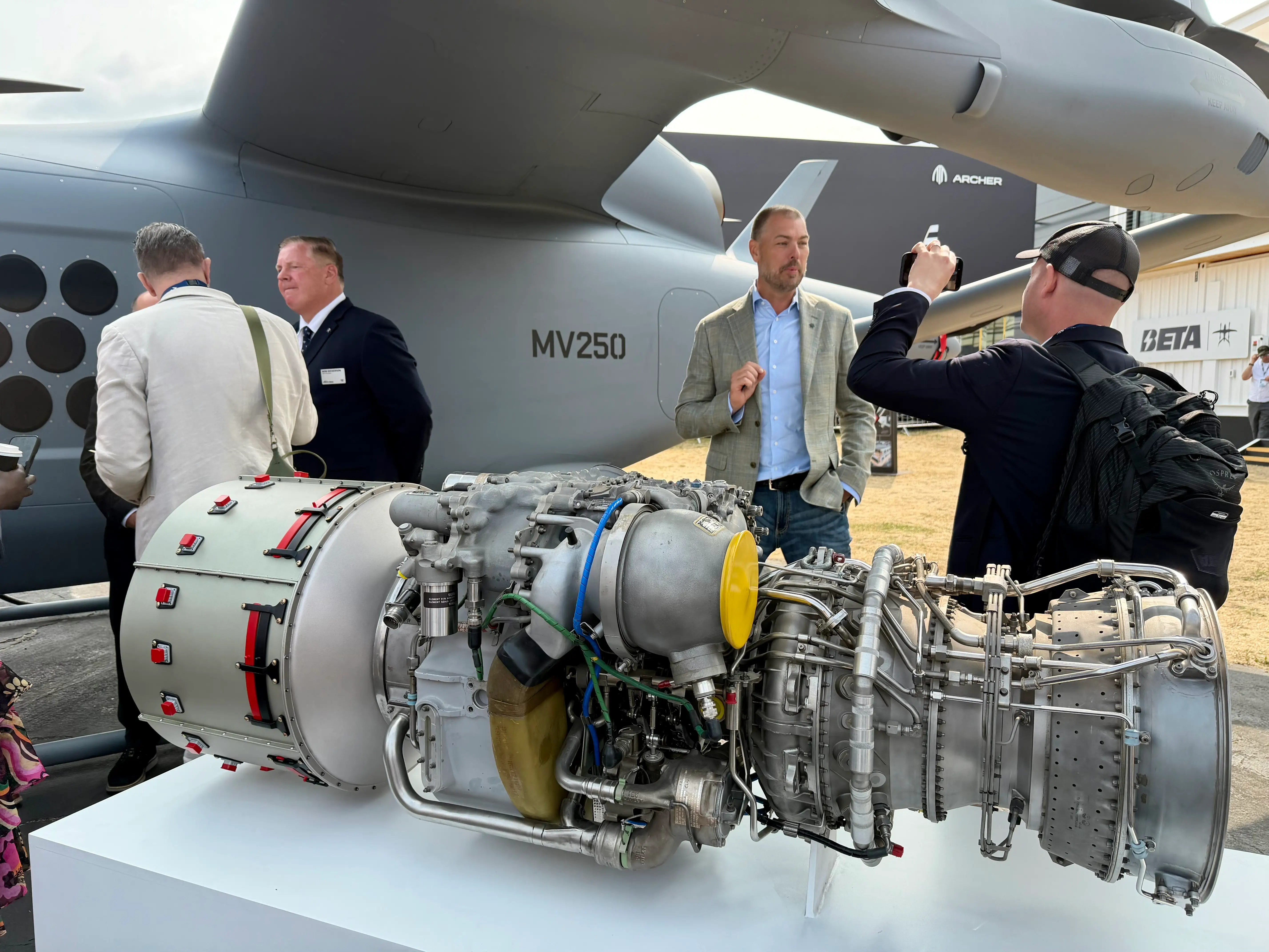 A close up of the hybrid-electric generator used for the Beta Technologies MV250