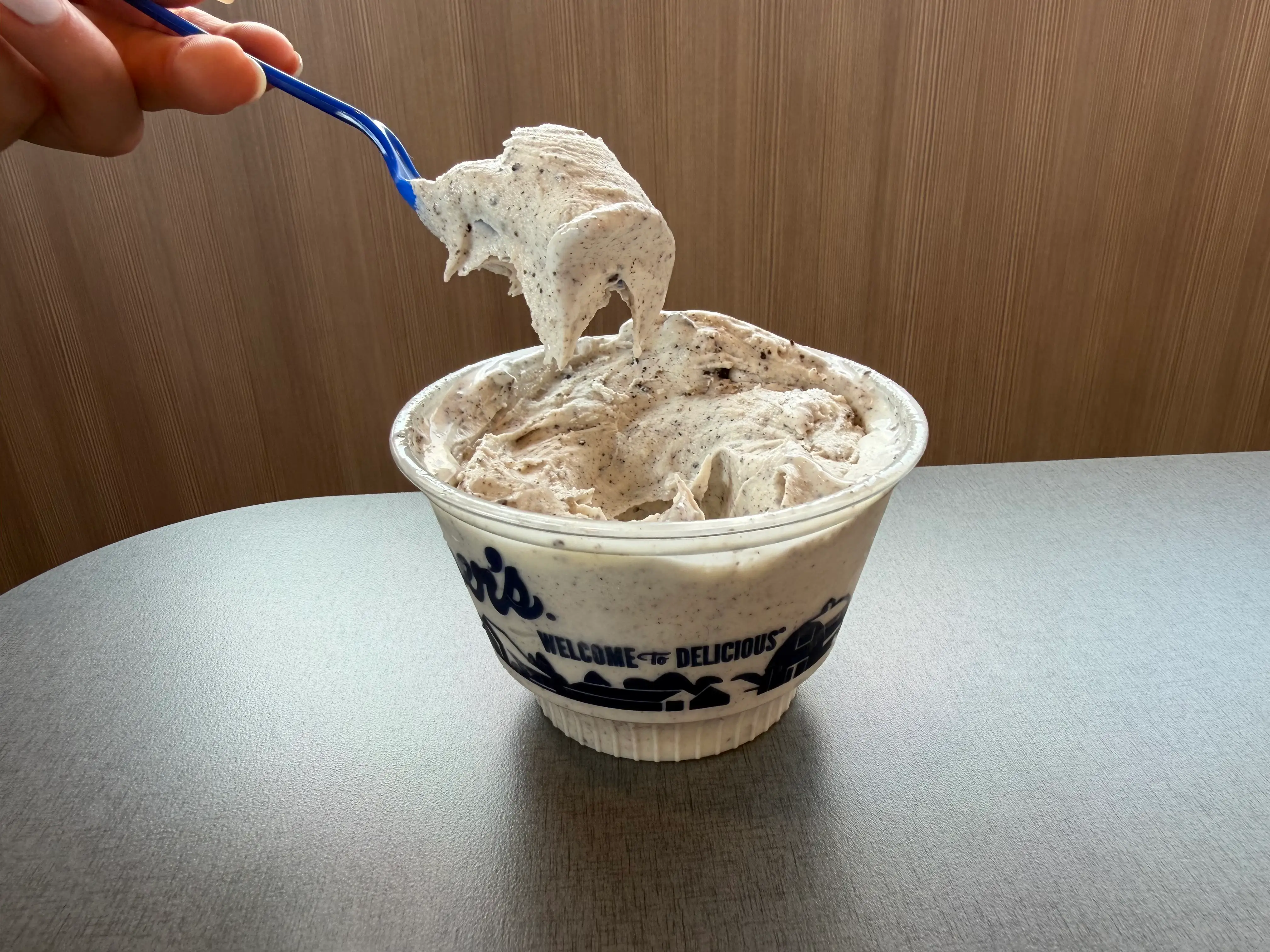 Spoon scooping up Concrete Mixer with Oreo at Culver's