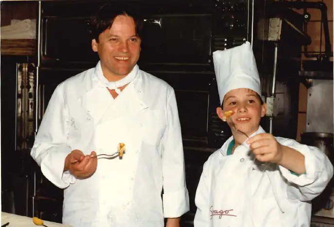 Ari Rosenson and Wolfgang Puck at Spago