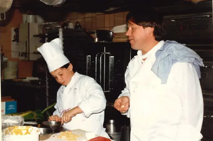 Ari Rosenson cooking with Wolfgang Puck