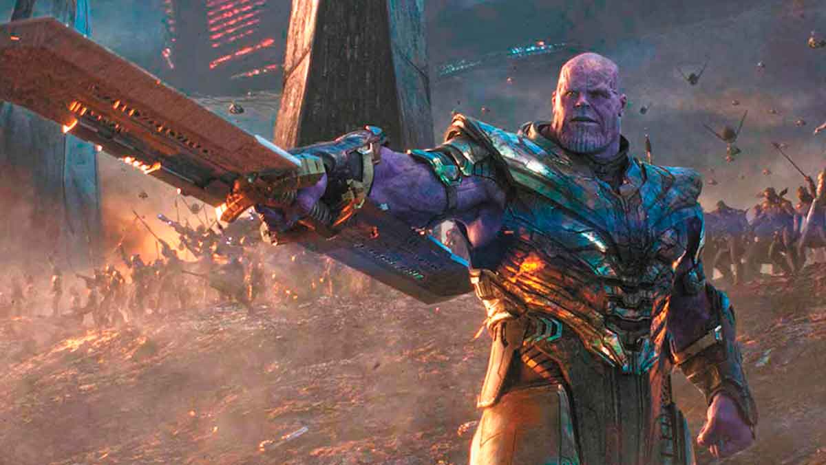 Thanos pointing his sword