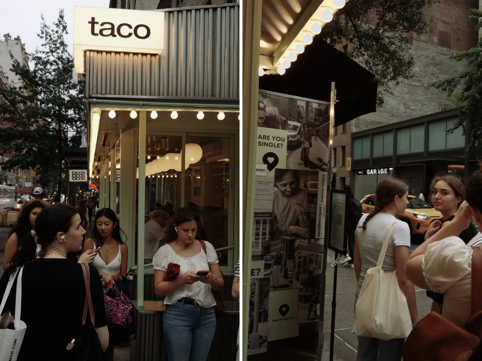 The line for the booth wrapped around the taco restaurant.