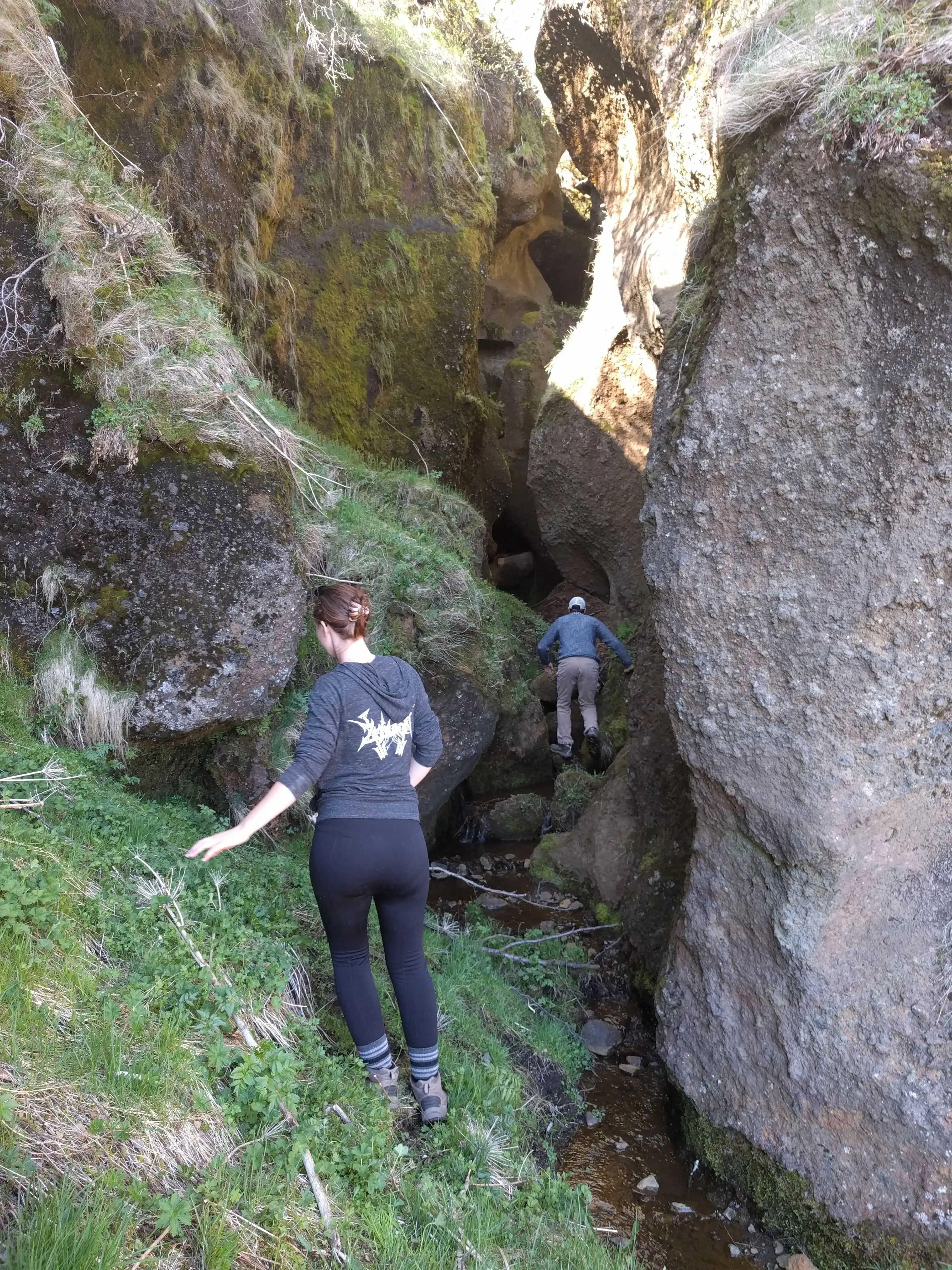 two people hiking in iceland