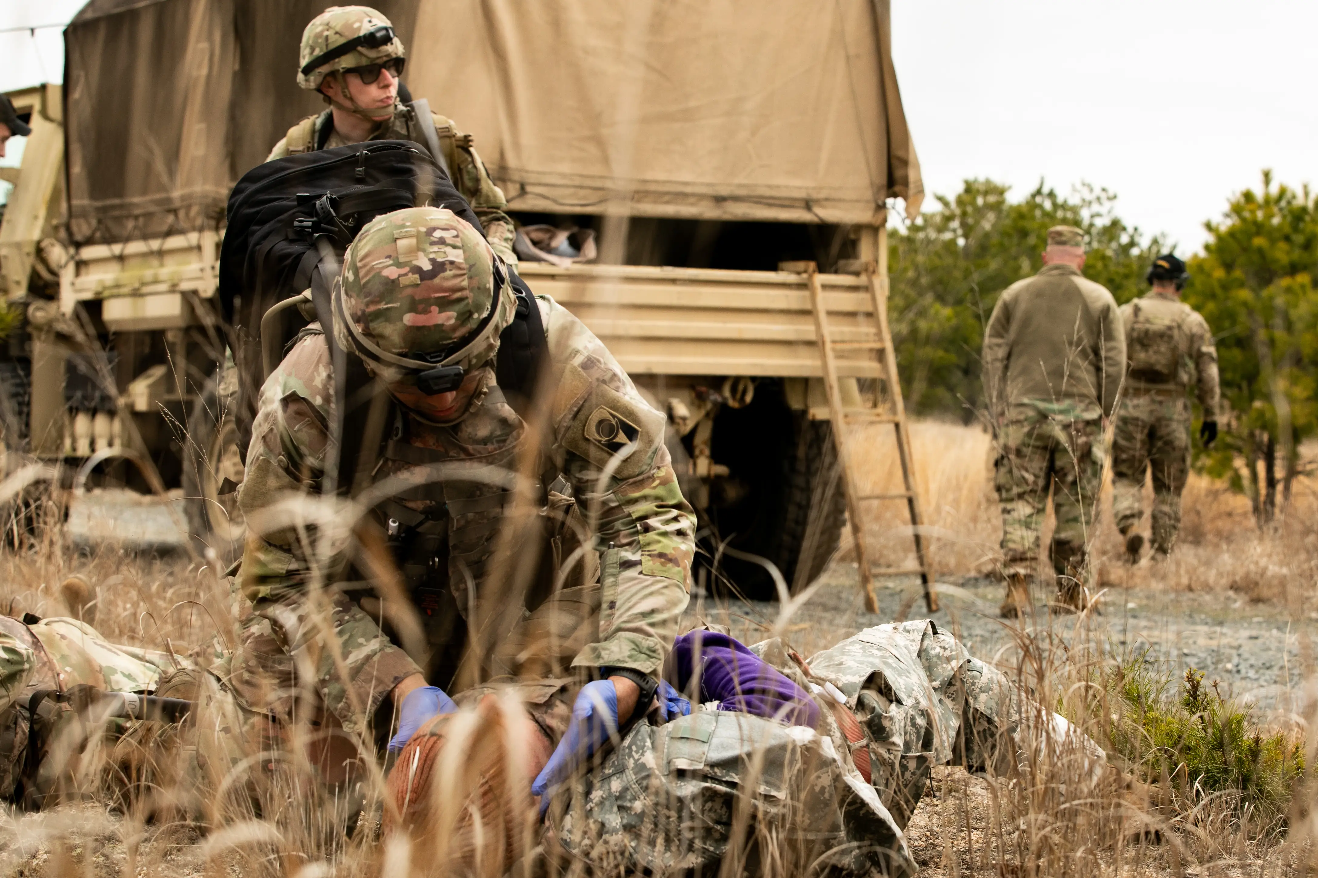 Army combat medics train at Joint Base McGuire-Dix-Lakehurst, New Jersey, March 29, 2024.