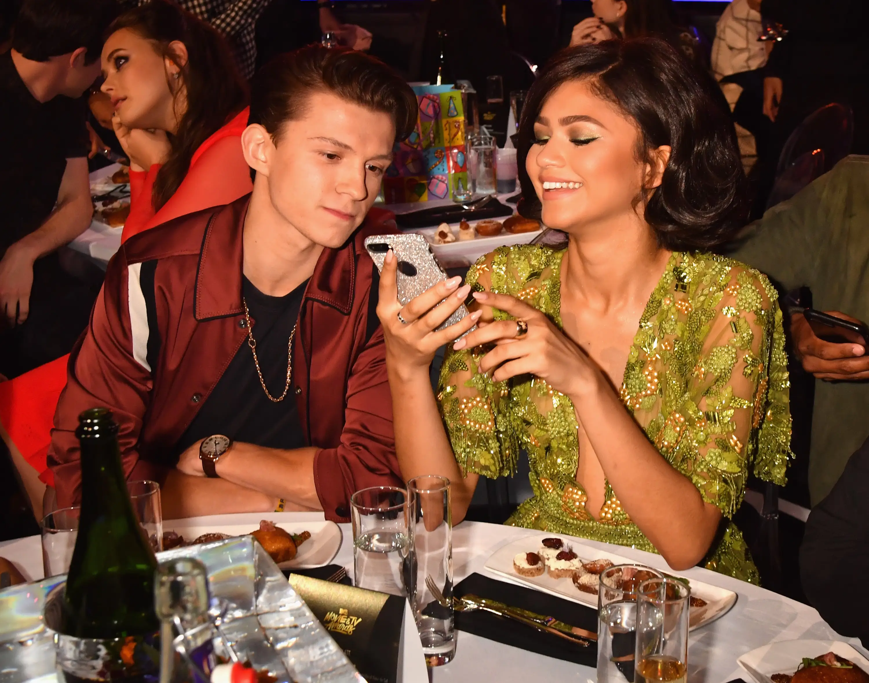 Actors Tom Holland (L) and Zendaya attend the 2017 MTV Movie And TV Awards at The Shrine Auditorium on May 7, 2017 in Los Angeles, California