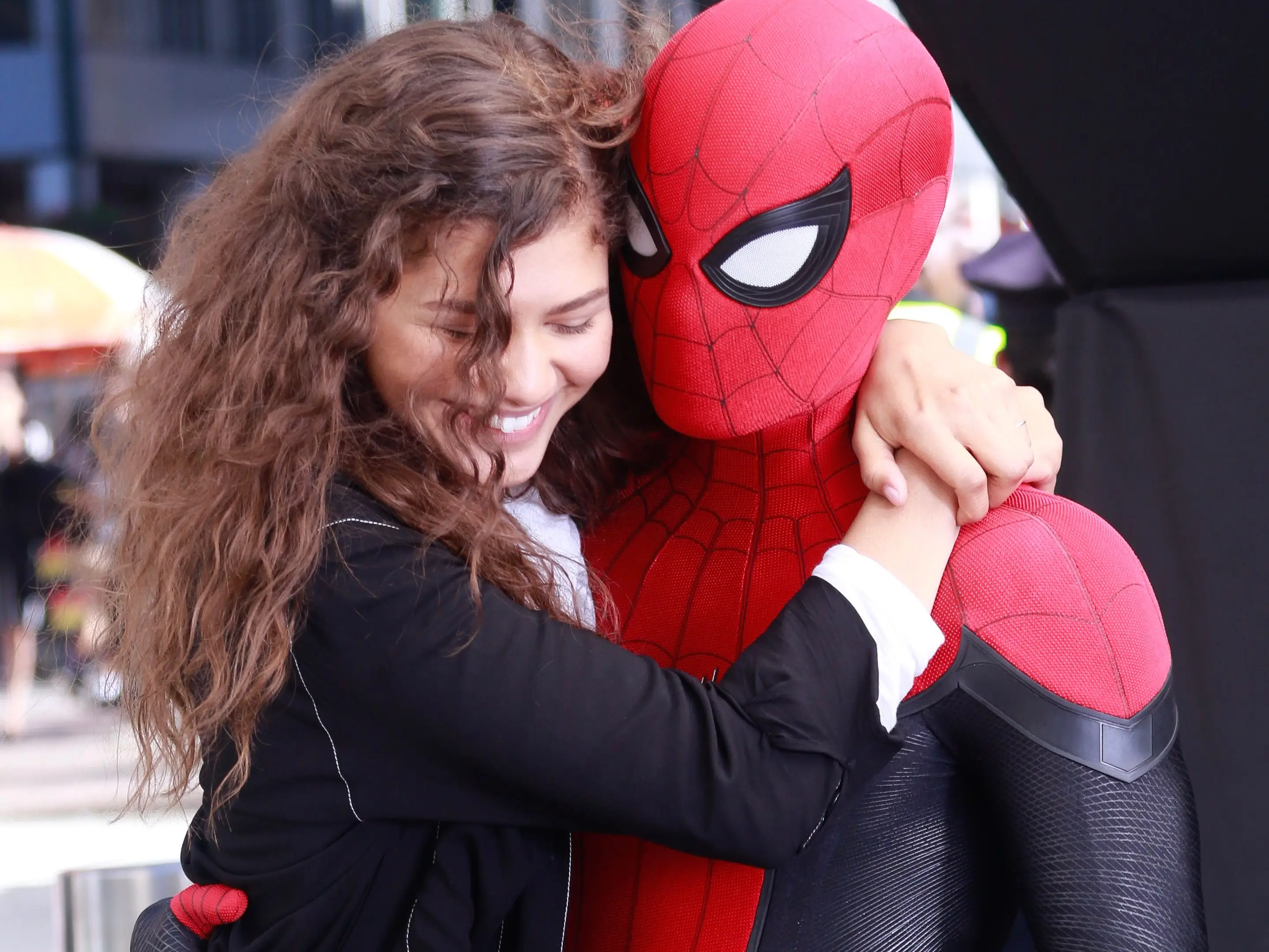 Tom Holland and Zendaya are seen on October 12, 2018 in New York City.