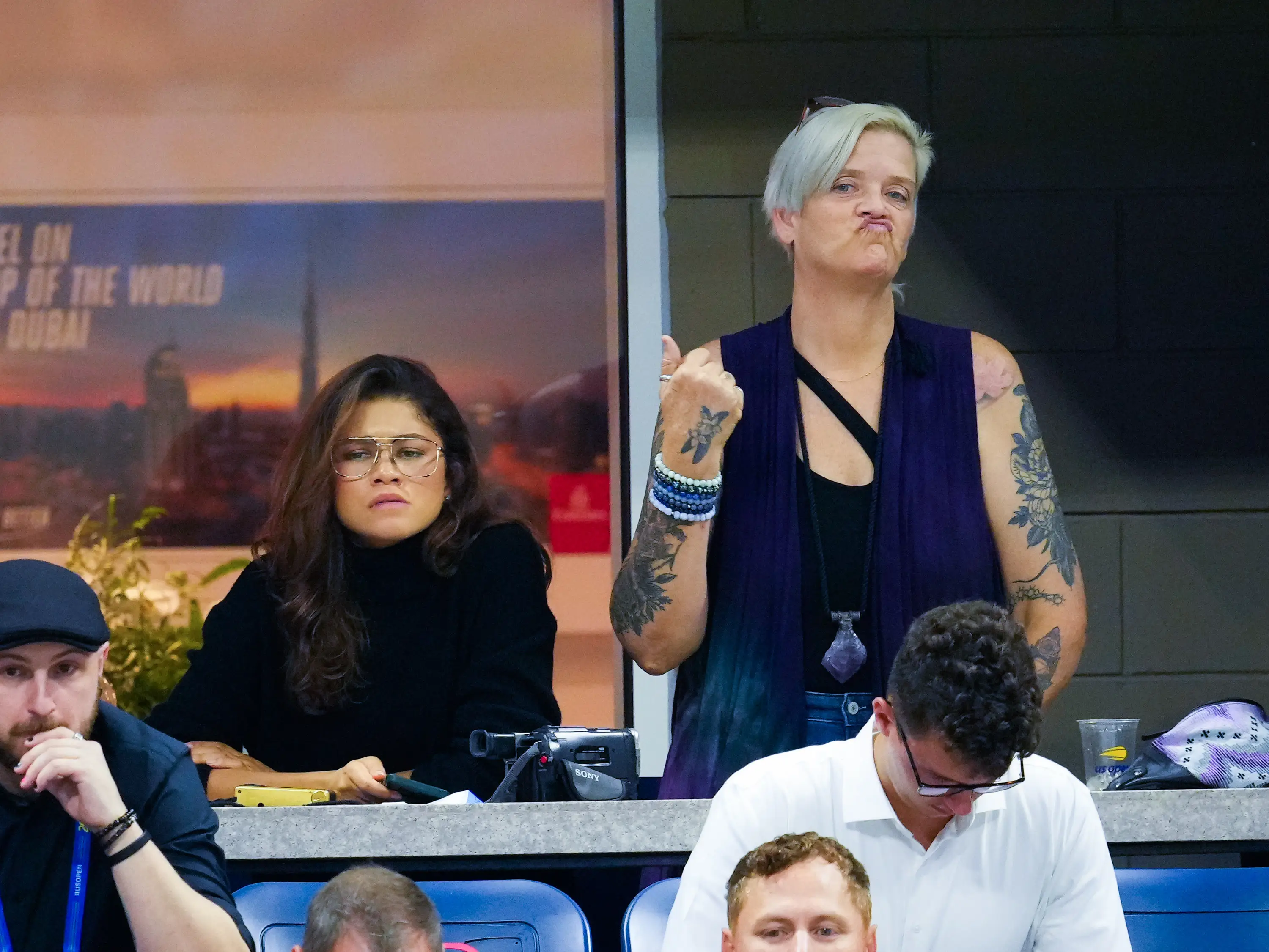 Zendaya and her mother Claire Stoermer are seen at the 2022 US Open at USTA Billie Jean King National Tennis Center on August 31, 2022 in the Flushing neighborhood of the Queens borough of New York City.