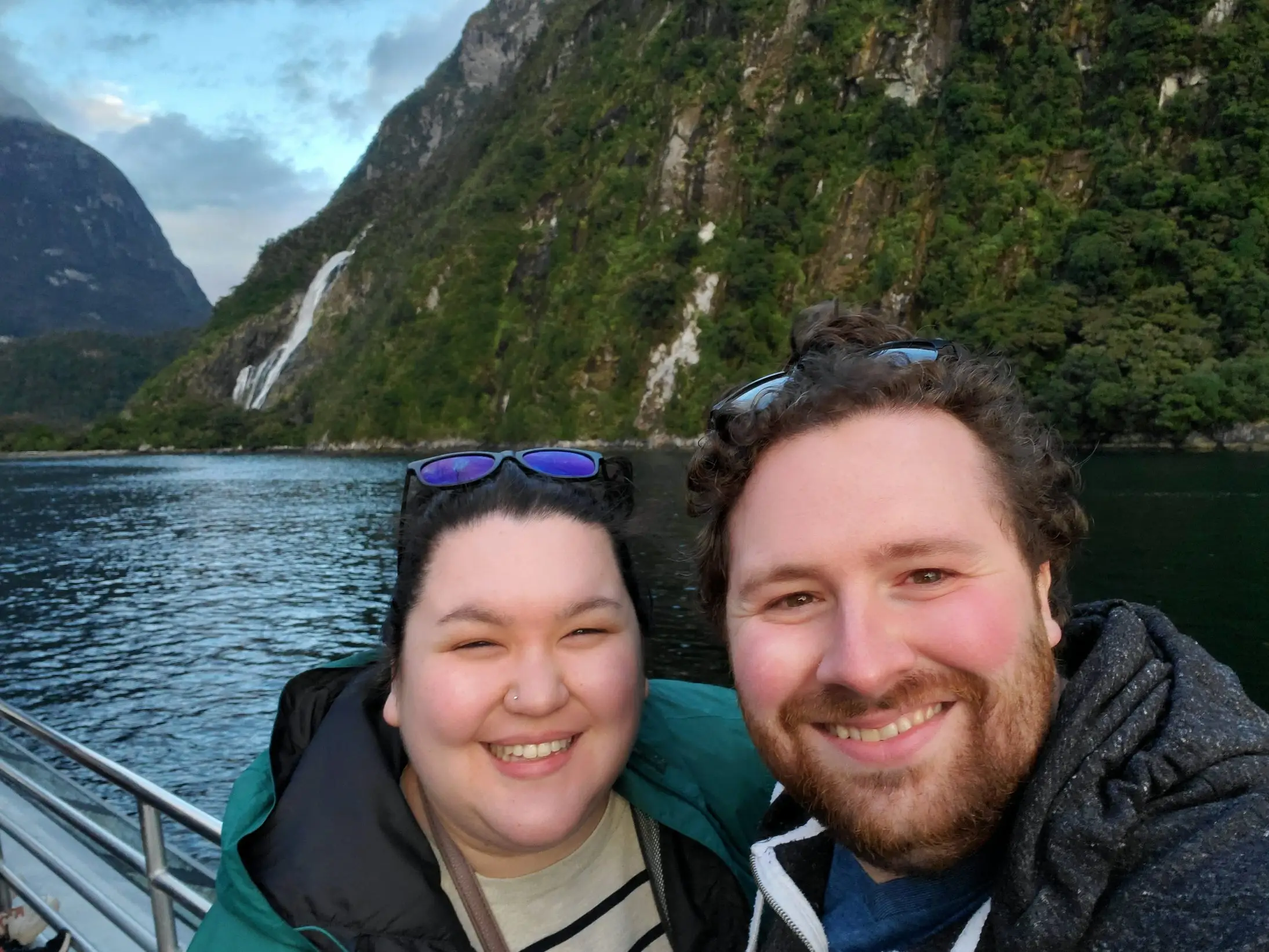The couple in Milford Sound, New Zealand