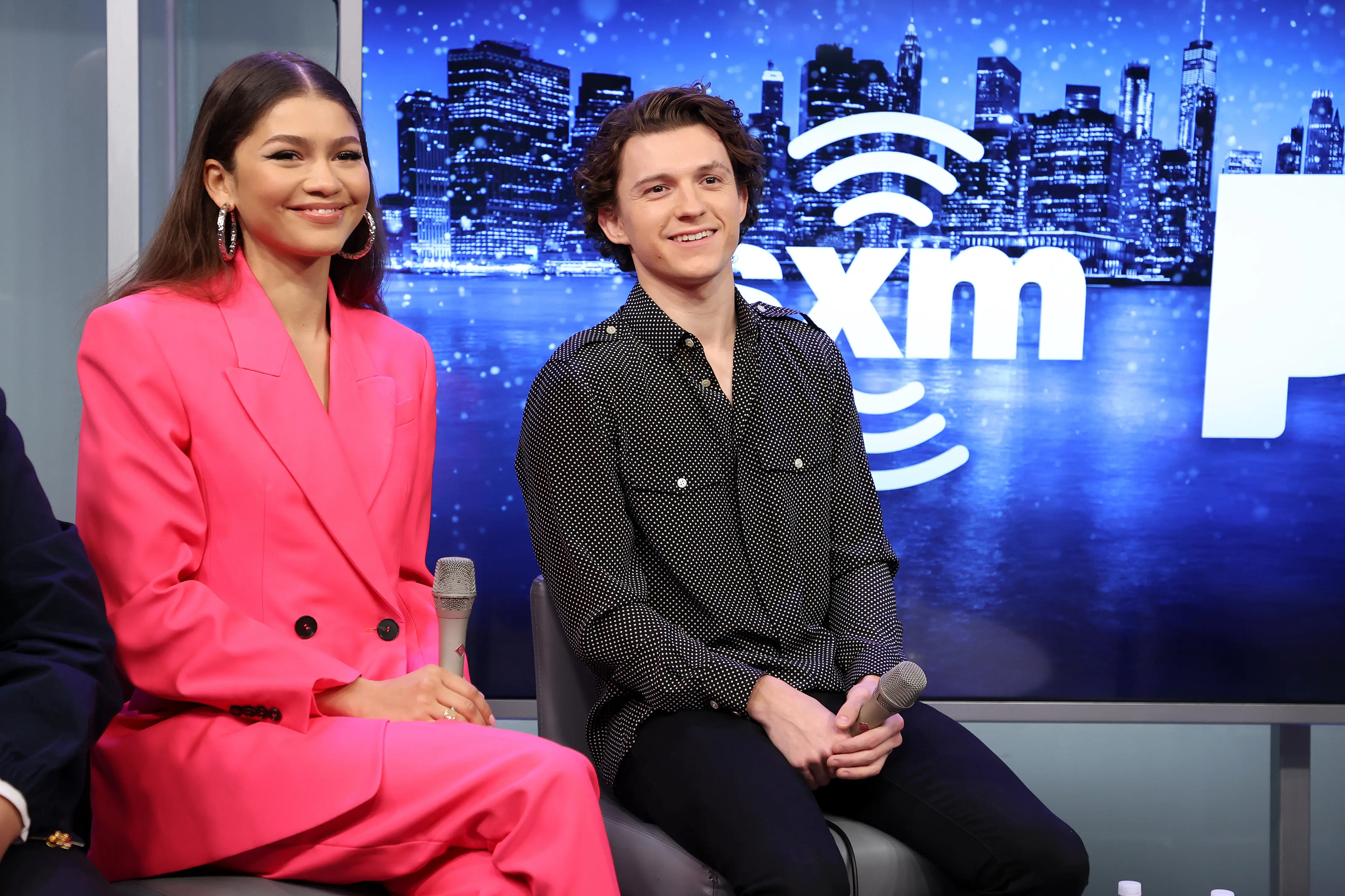 Zendaya and Tom Holland speak during SiriusXM's Town Hall with the cast of Spider-Man: No Way Home on December 10, 2021 in New York City.