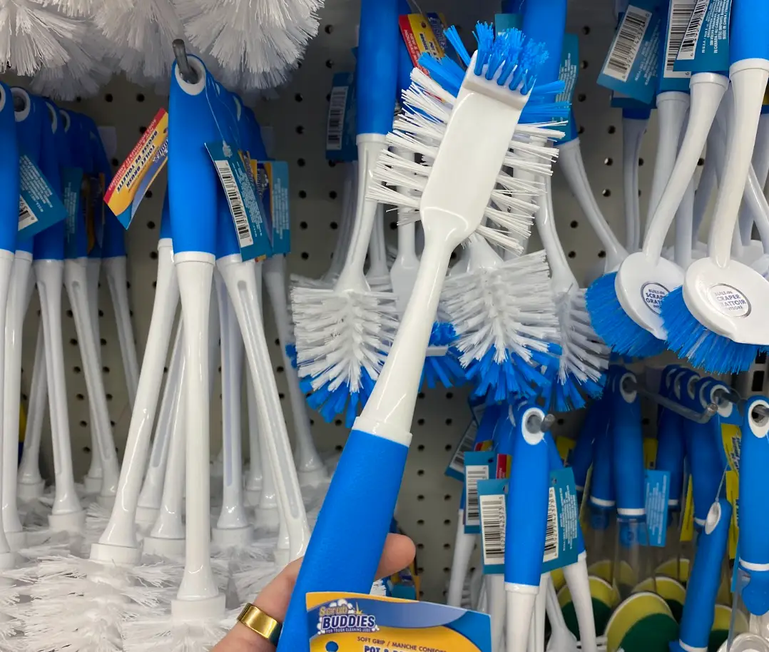 Rows of Scrub Buddies pot-and-pan brushes.