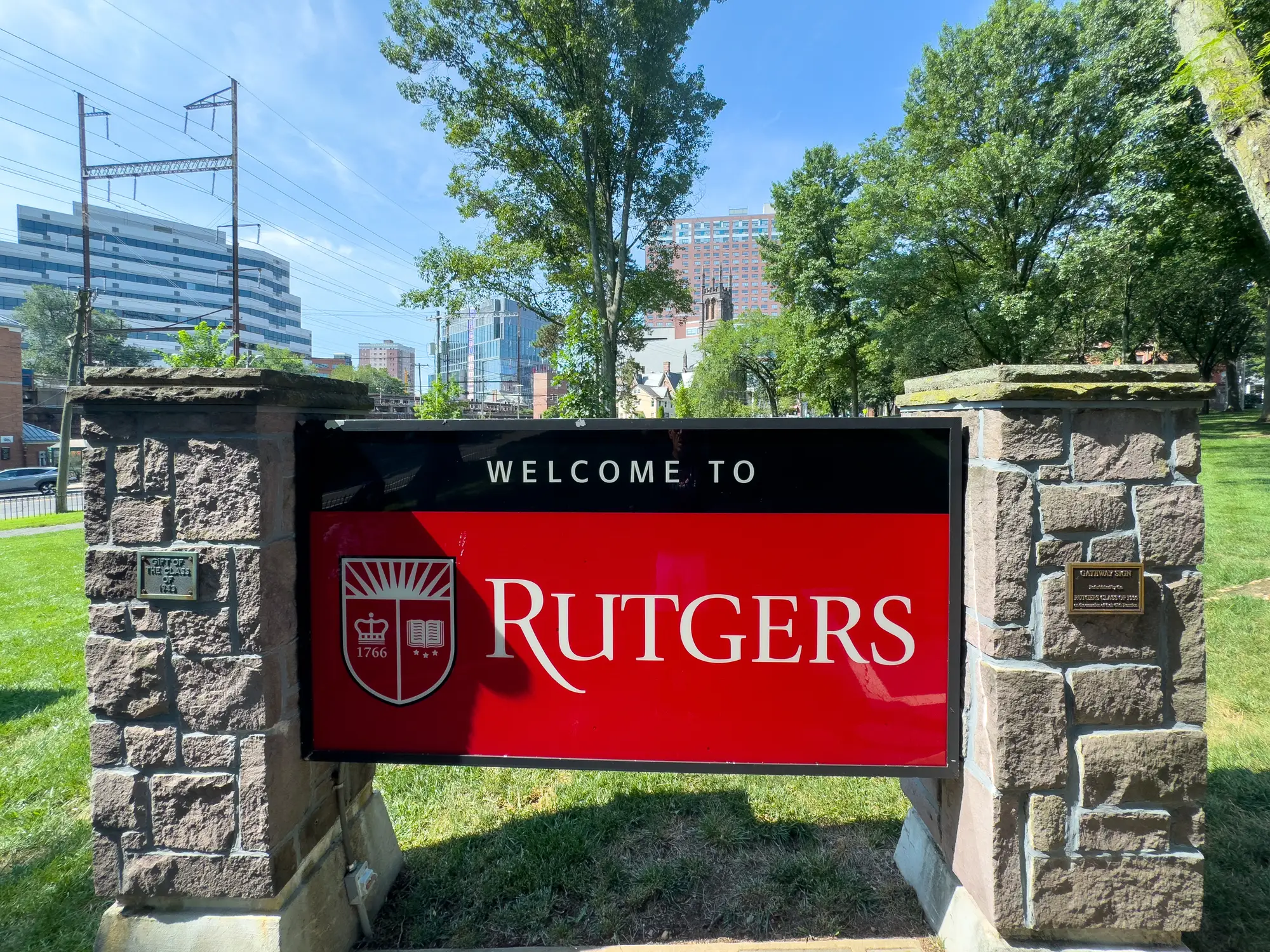 Rutgers University Welcome Sign at the College Avenue Campus in New Brunswick, NJ