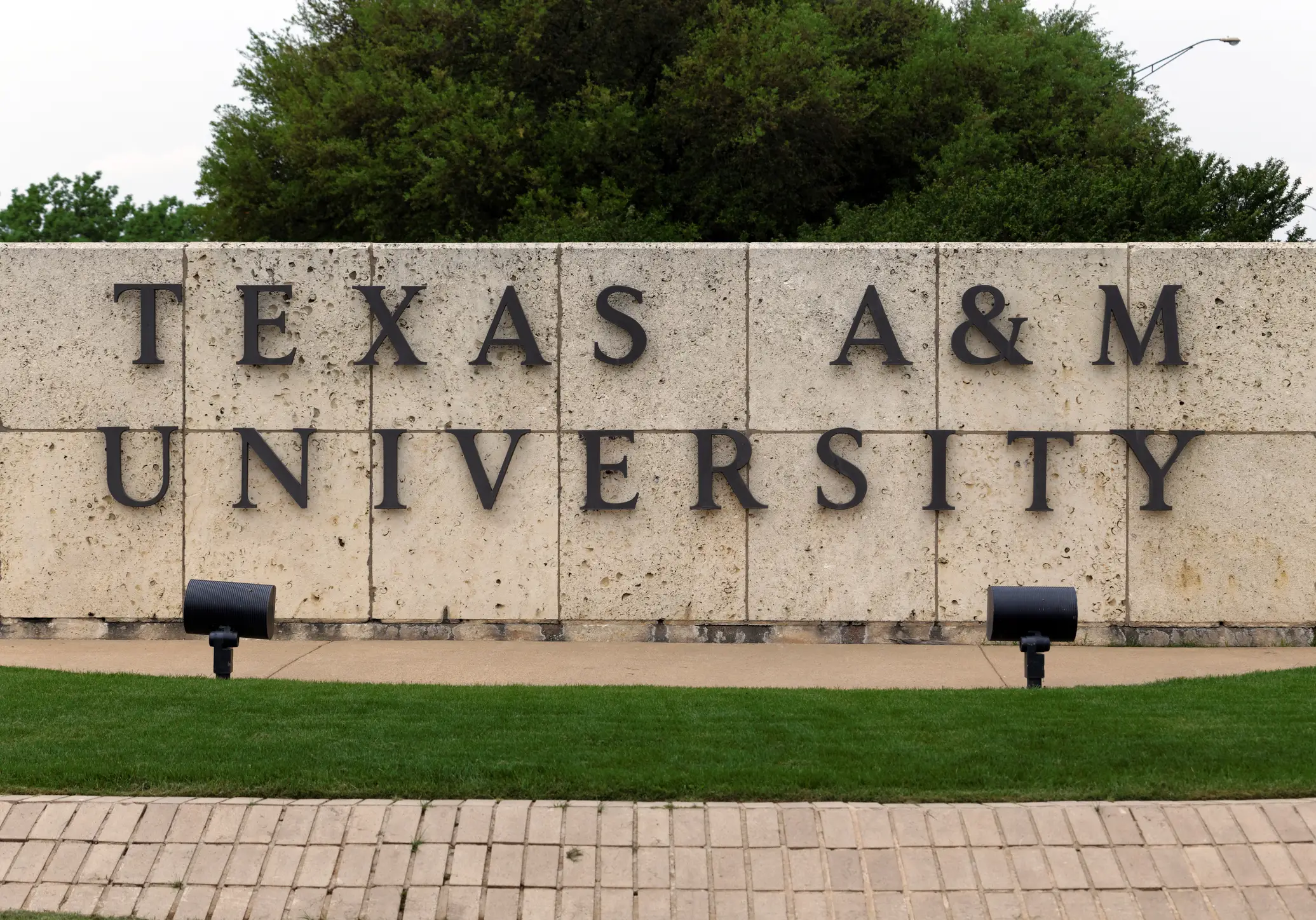 College Station, TX, USA - April 3, 2015: An entrance to Texas A&M University. Texas A&M University is a public research university located in College Station, Texas.