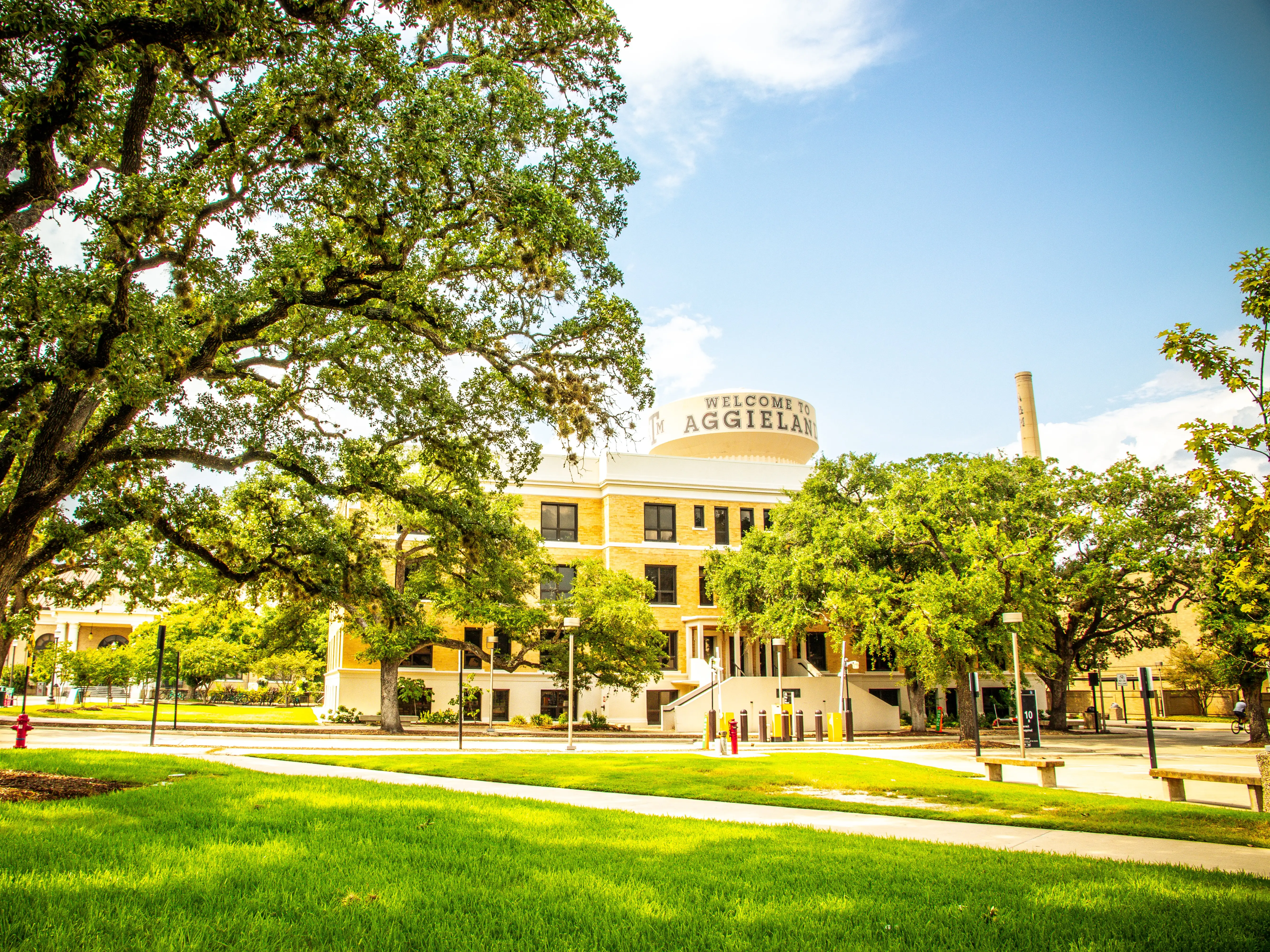 College Station, Texas, USA - 01 September 2019: The iconic water tower on the campus of Texas A&M University