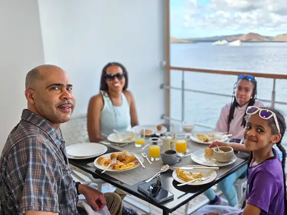 The author's family enjoying a meal.