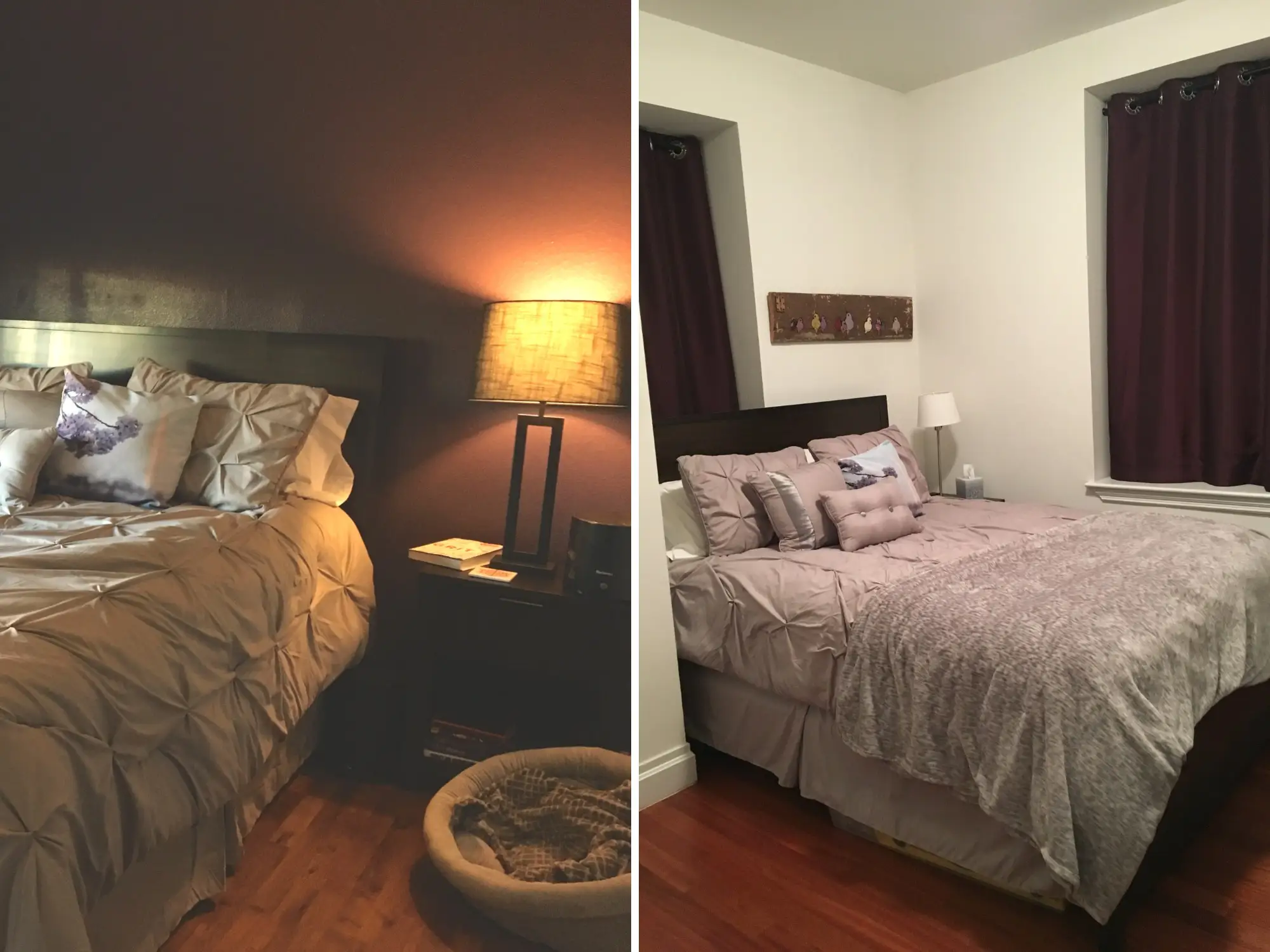 The author's Devver bedroom (left) vs a smaller bedrrom in NYC (right)