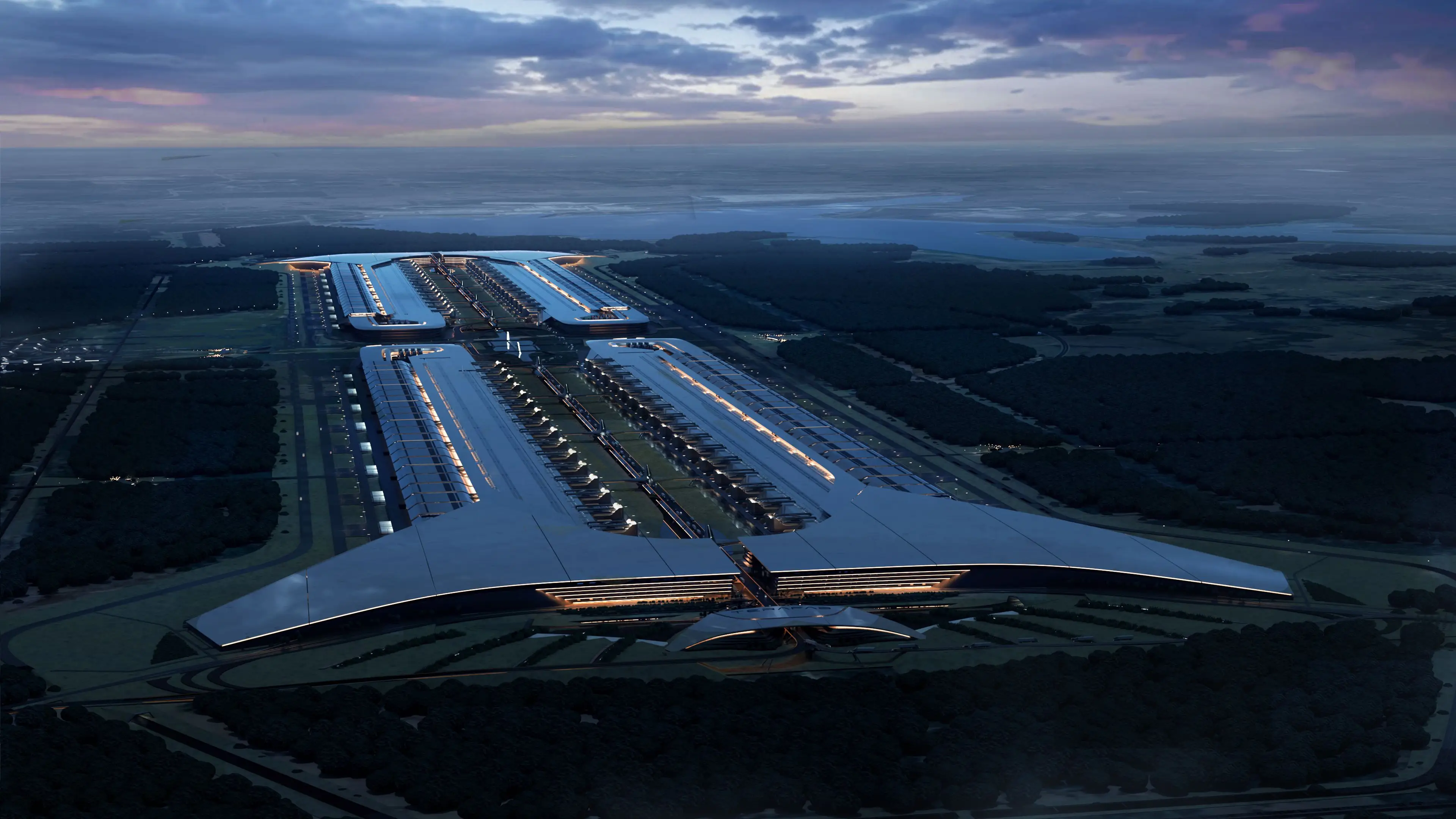A rendering of a SpaceX Terafab semiconductor factory in Grimes County, Texas