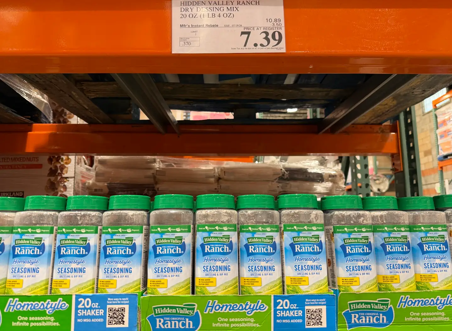 Boxes of Hidden Valley ranch seasoning at Costco.