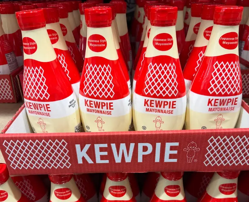 Jugs of Japanese-style Kewpie mayonnaise.