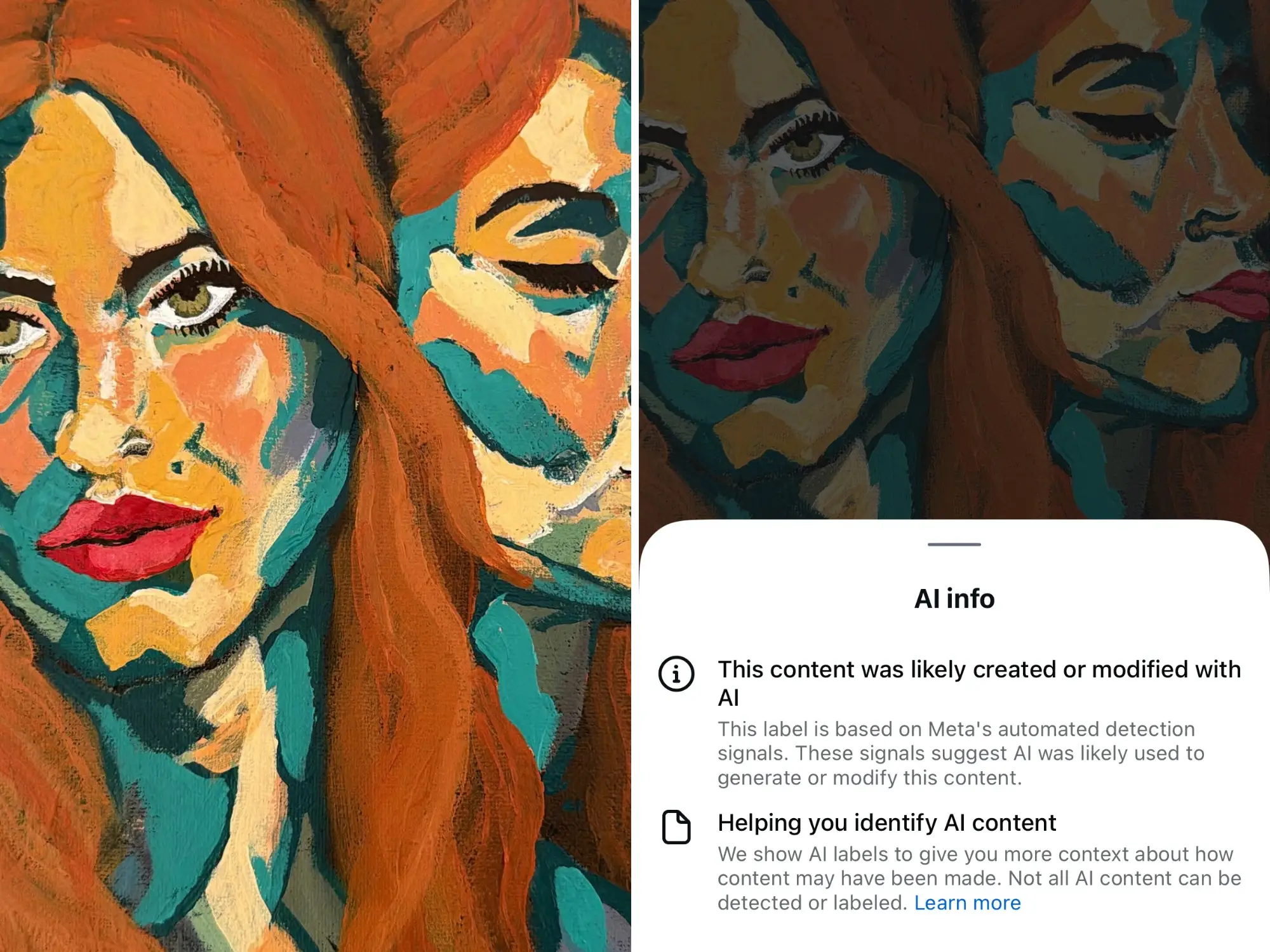 Painting by creator flagged as AI on Instagram