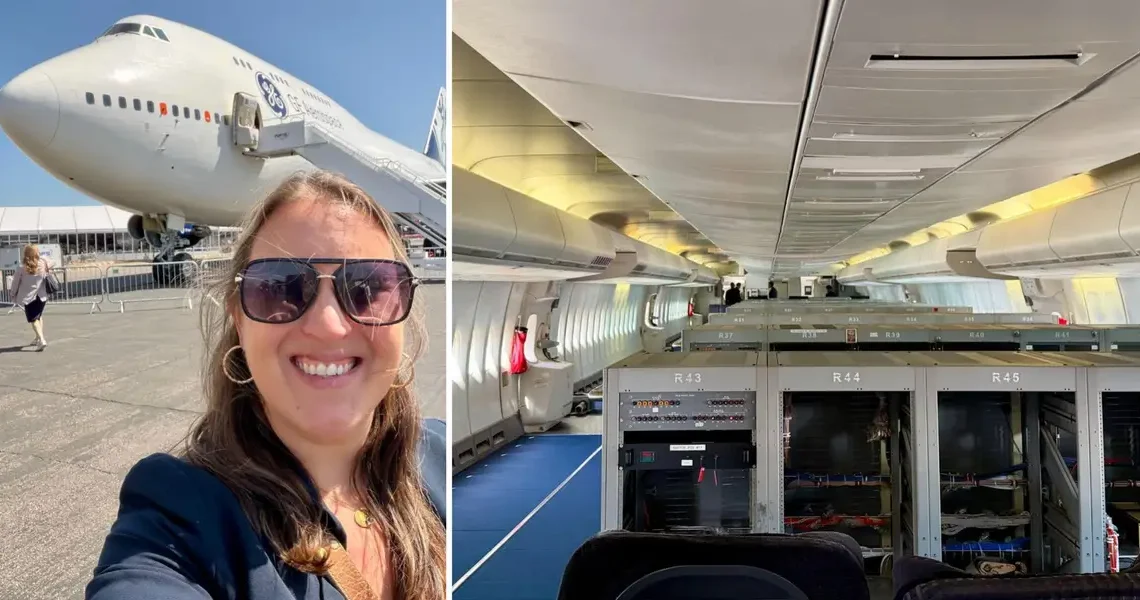 We toured a specially modified Boeing 747 used as a ‘flying laboratory’ to test new jet engines. See inside.