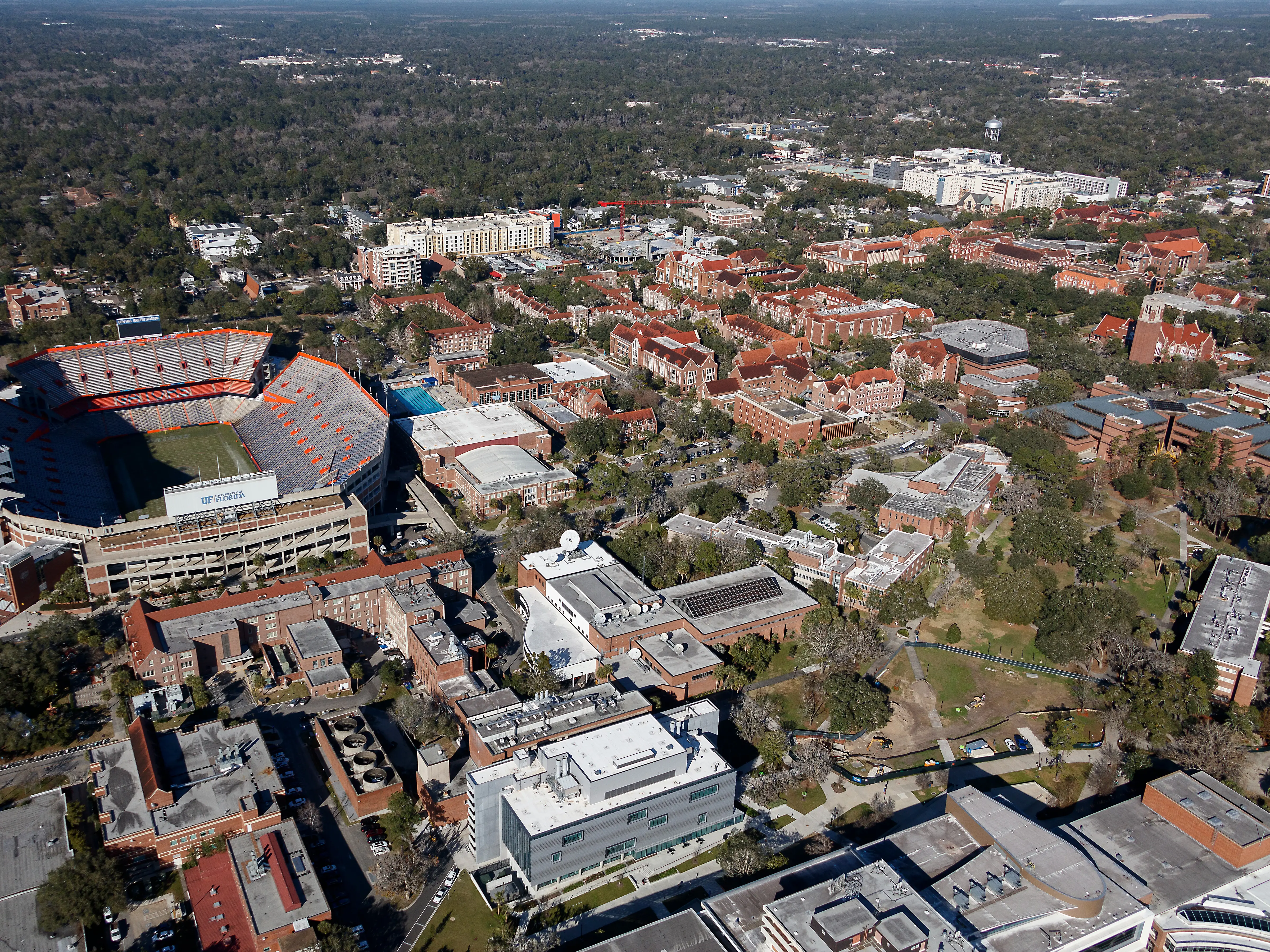 Aerial view of the university of Florida campus in Gainesville Florida photograph taken Feb 2021