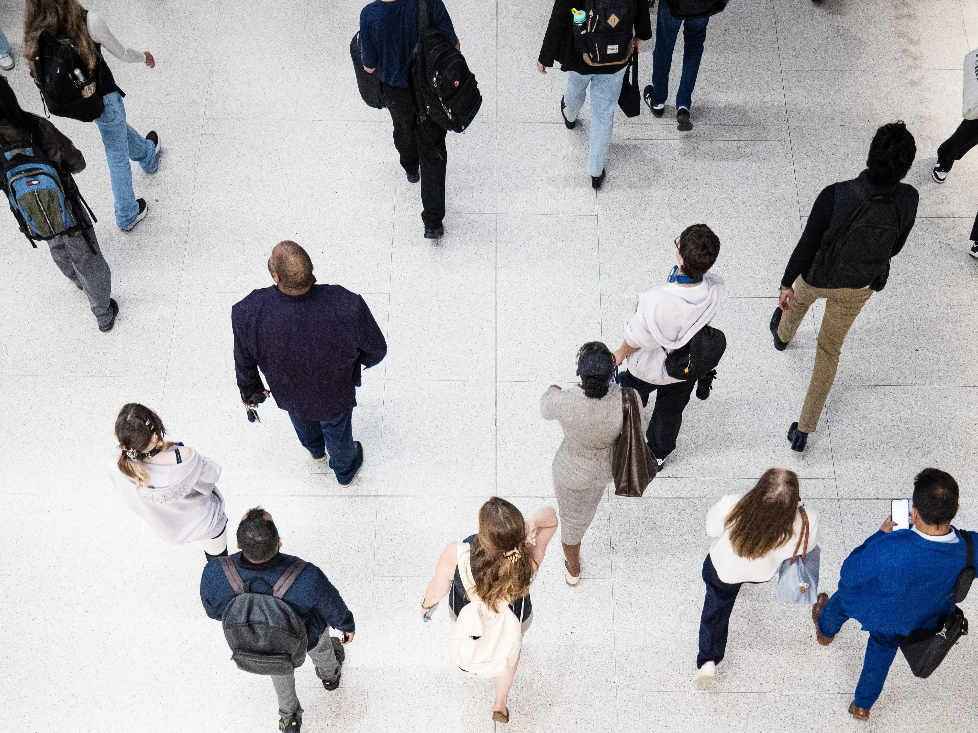 People walking in building