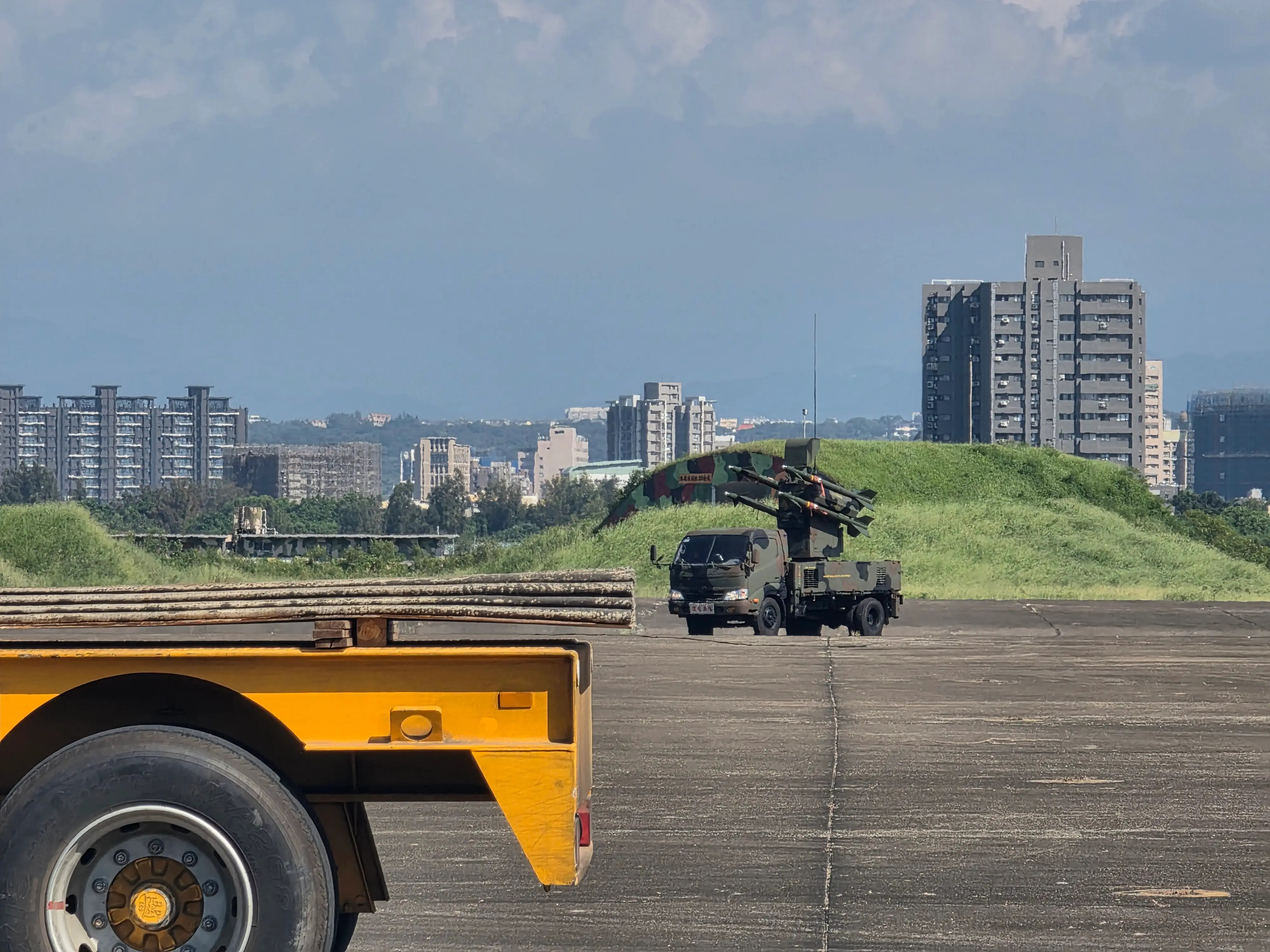 An Antelope surface-to-air missile launcher sits in Hsinchu Airbase.