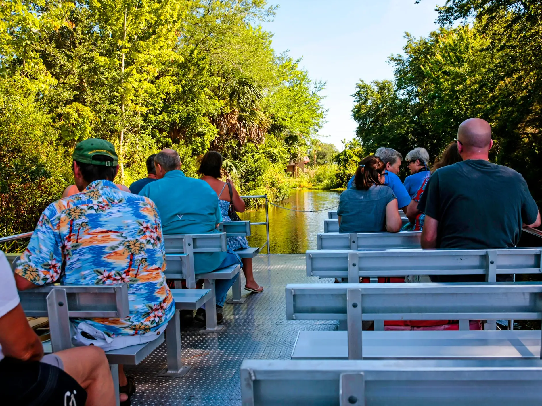 People on the boat tour at the Ellie Schiller Homosassa Springs Wildlife State Park in Florida