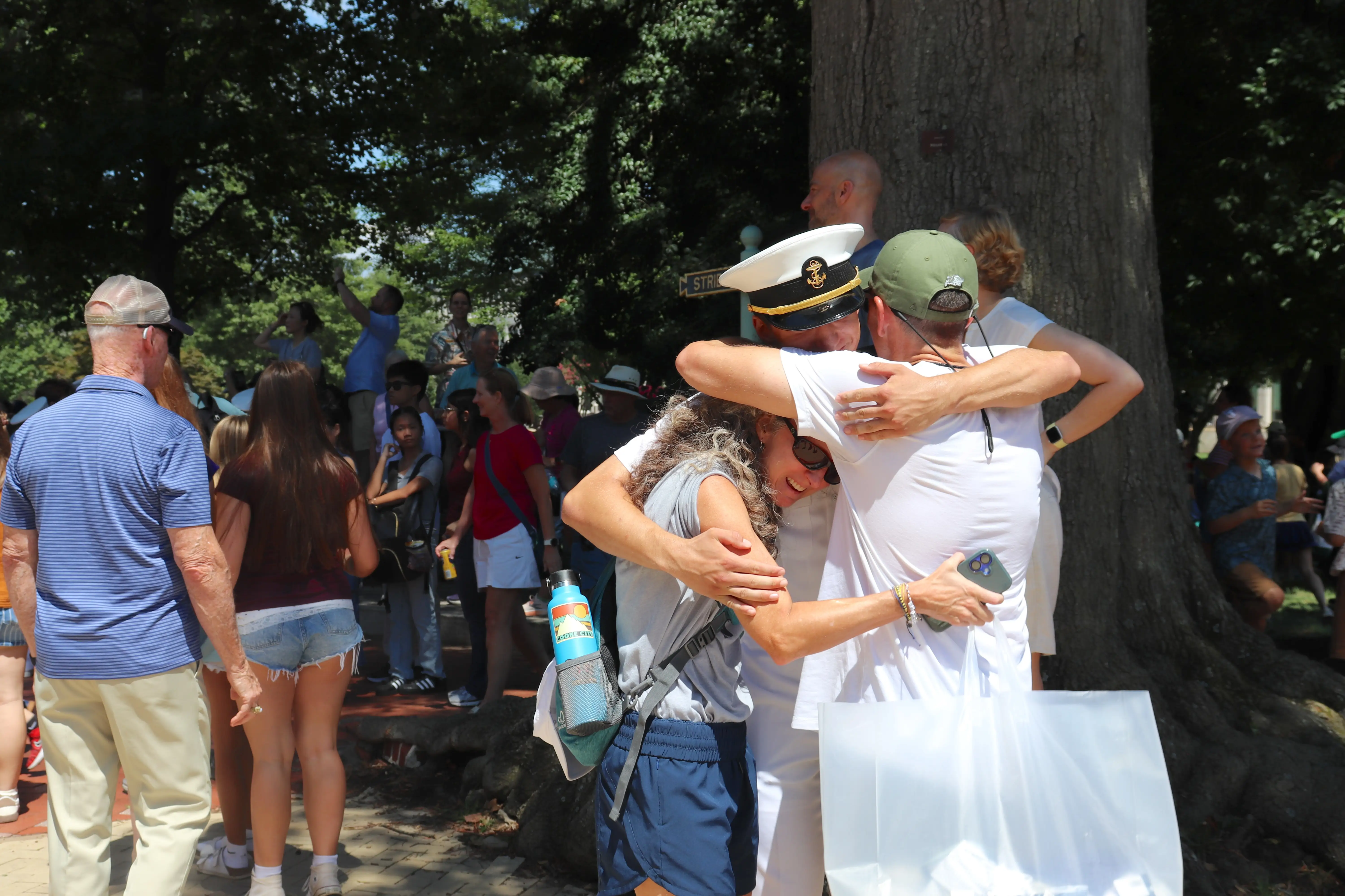 A family reunites as part of Plebe Parents Weekend.