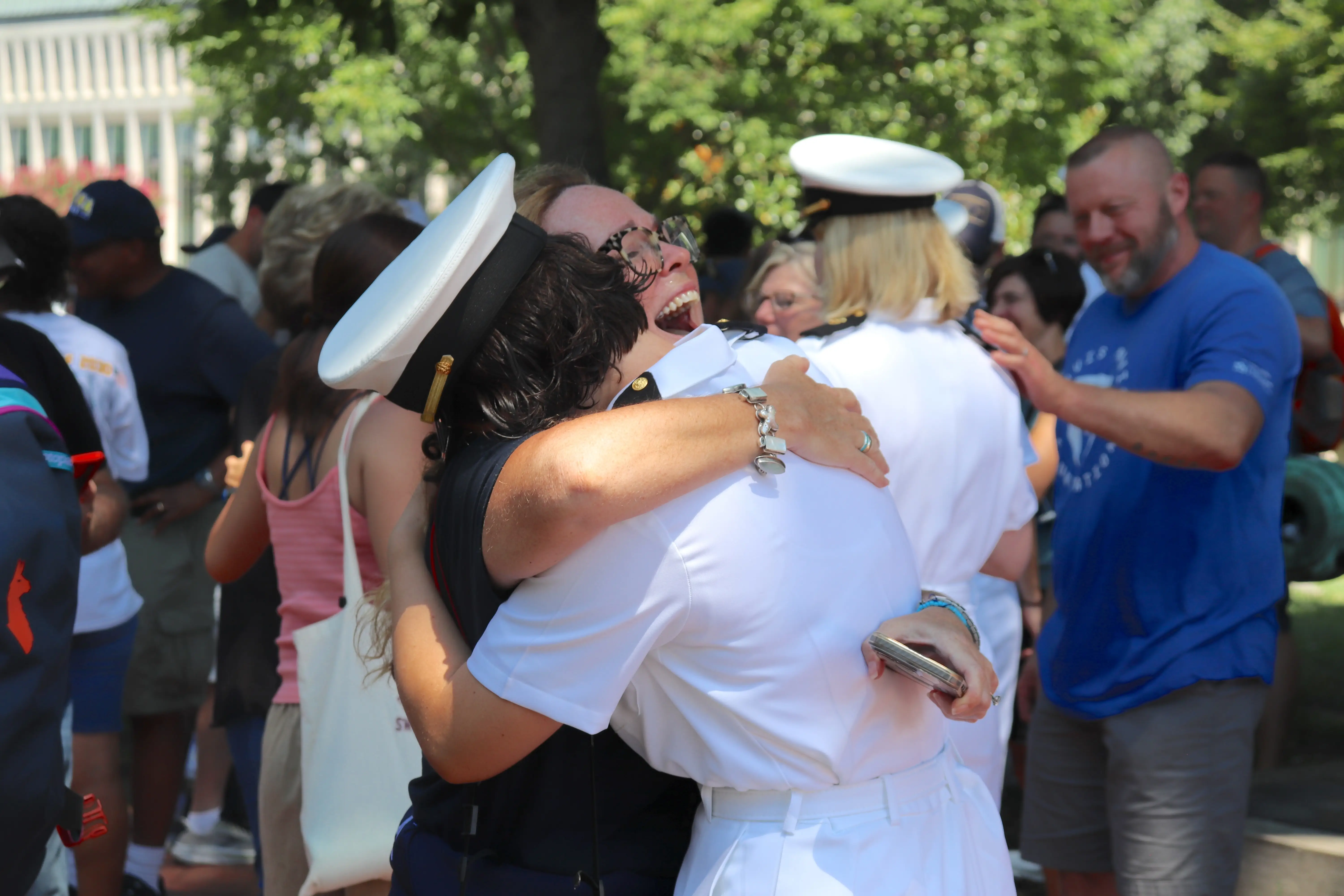 A family reunion at Plebe Parents Weekend.