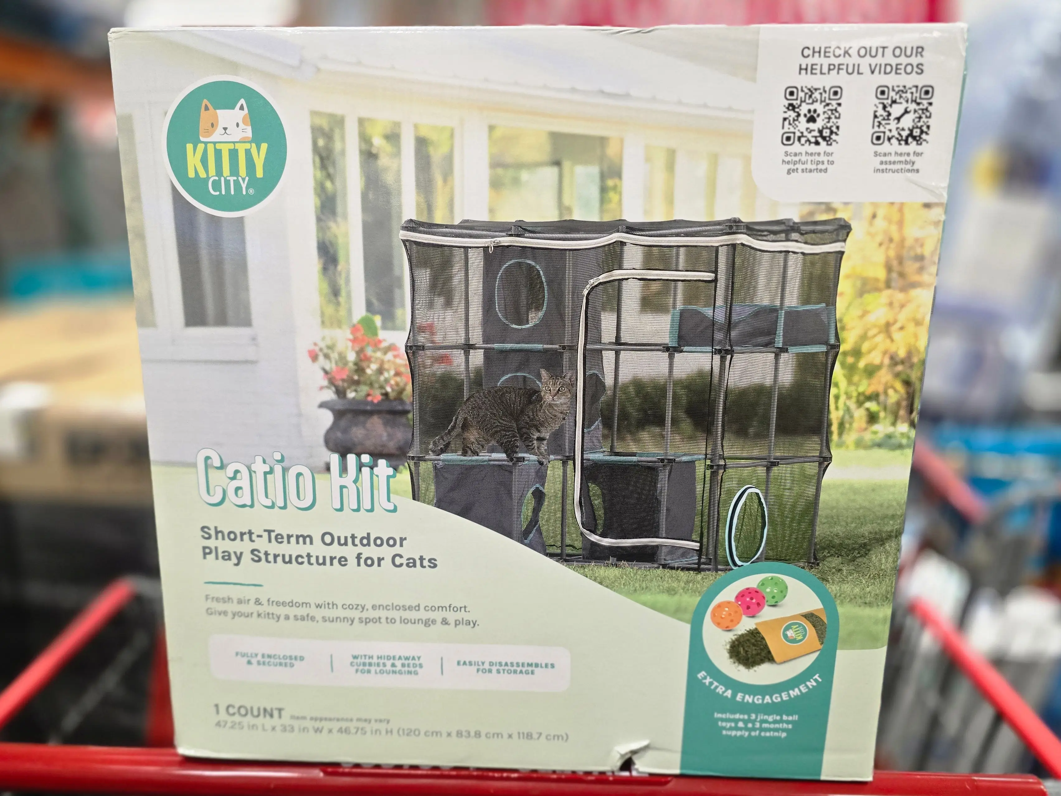A Kitty City catio kit in a box at Costco.